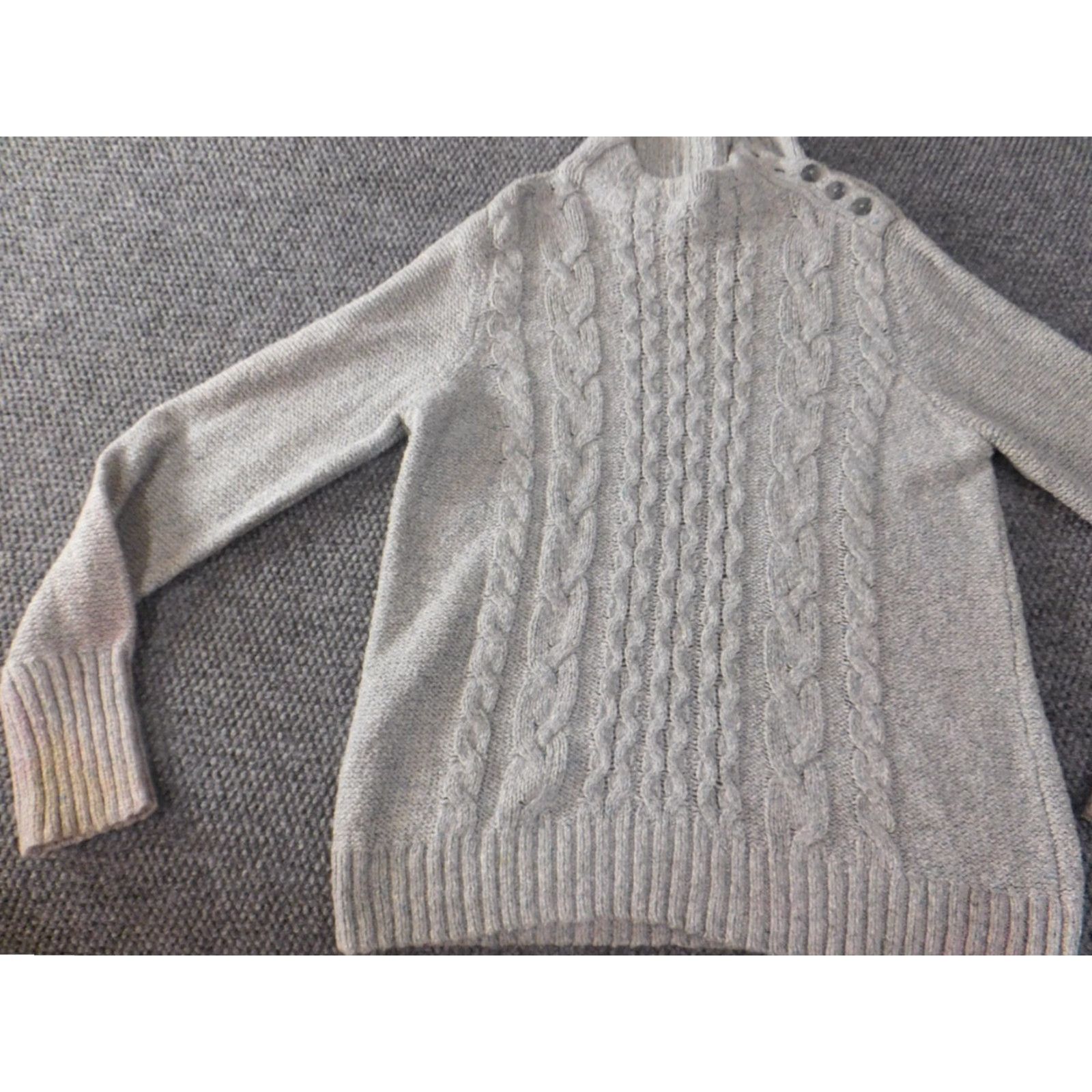 Vintage St. John's Bay Sweater Pullover Womens XL Gray Knit Lightweight Stretch Crew Neck Long Sleeve Size XL / US 12-14 / IT 48-50 - 3 Thumbnail