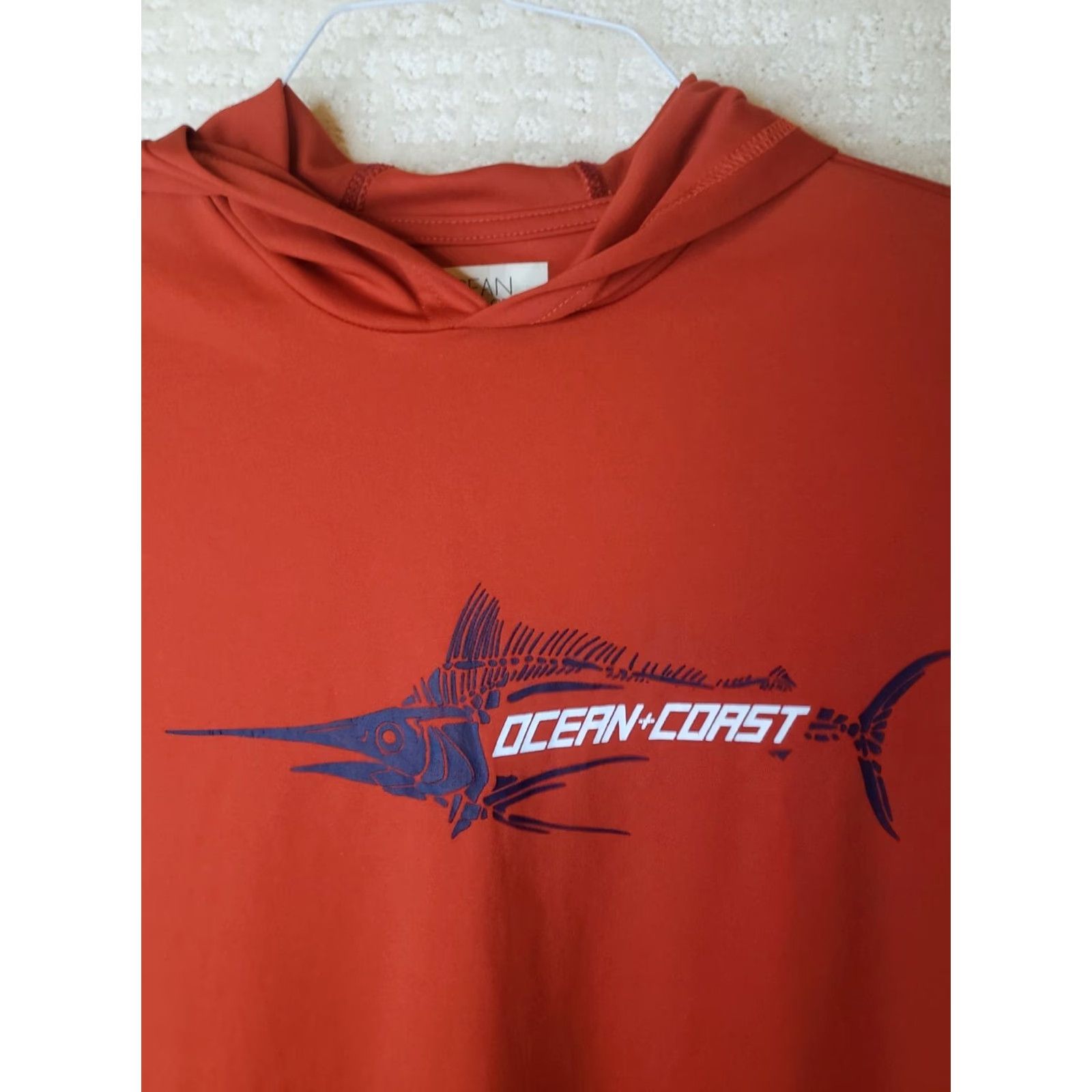 Vintage Ocean & Coast Shirt Men S Red UPF Sun Protection Hooded T-Shirt New! Size US S / EU 44-46 / 1 - 3 Thumbnail