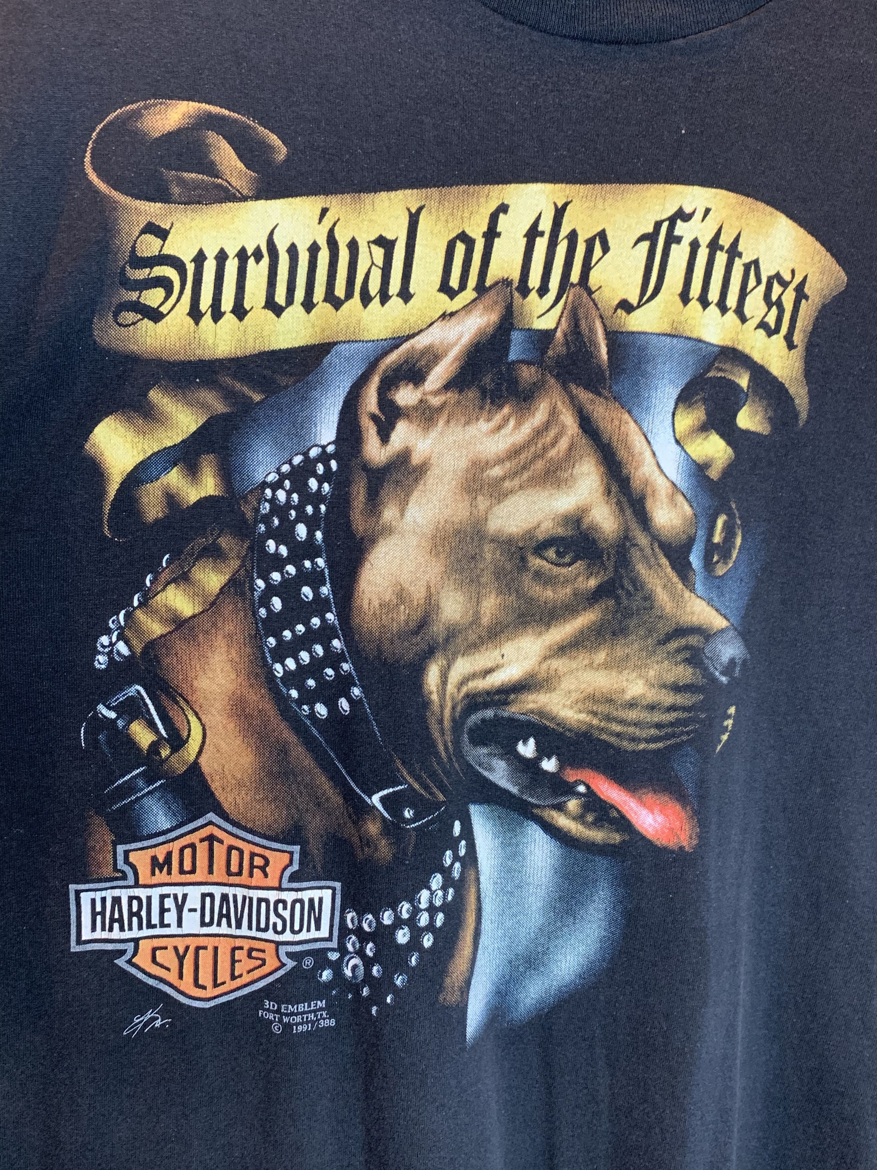 Harley Davidson RARE Vintage 1991 3D Emblem Harley Davidson Survival T-Shirt Size US L / EU 52-54 / 3 - 2 Thumbnail