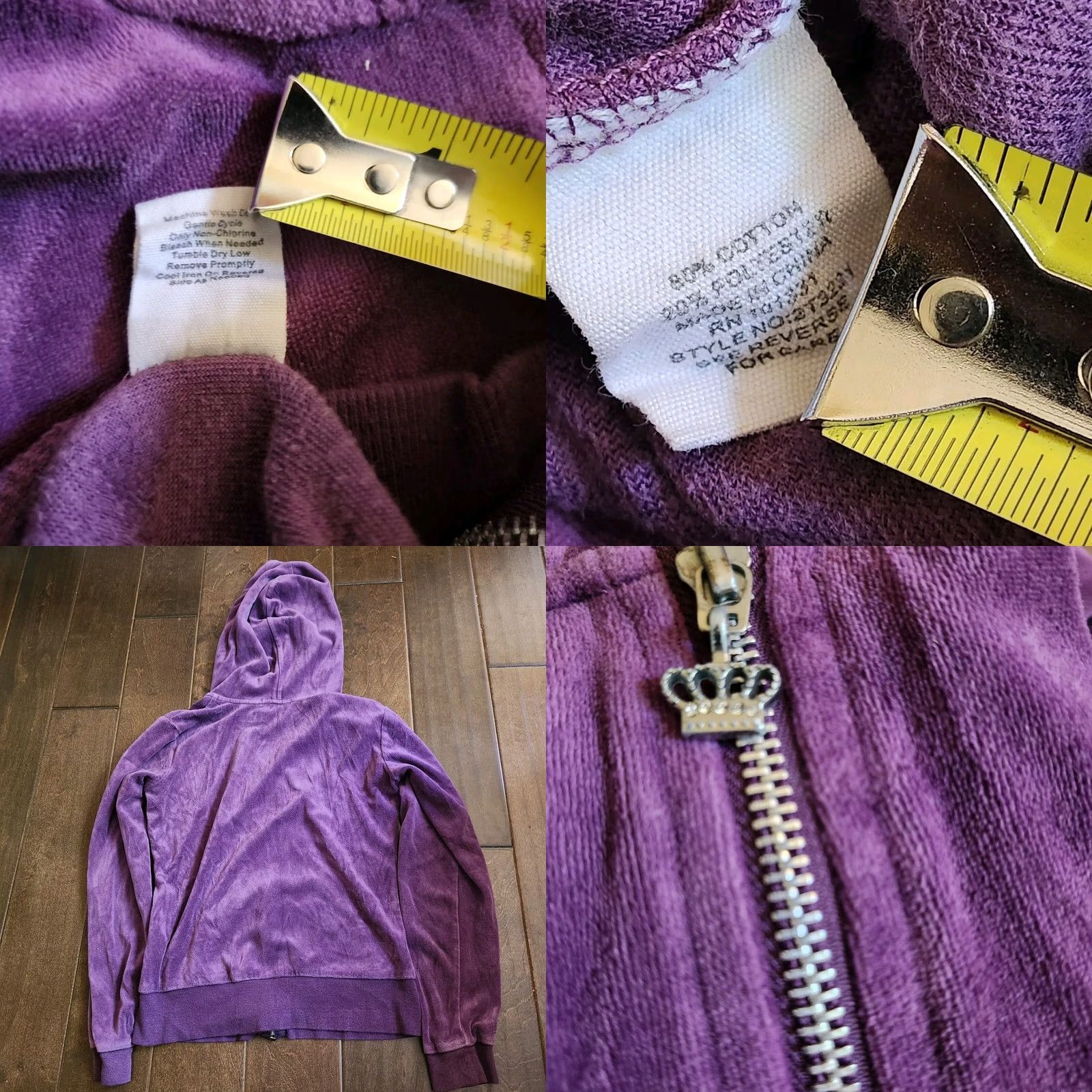 Vintage Blushes Women's Junior Purple Pockets Full Zip Hoodie - Size S, Small, Purple, Hoodies, Women, XS? Size S / US 4 / IT 40 - 9 Thumbnail