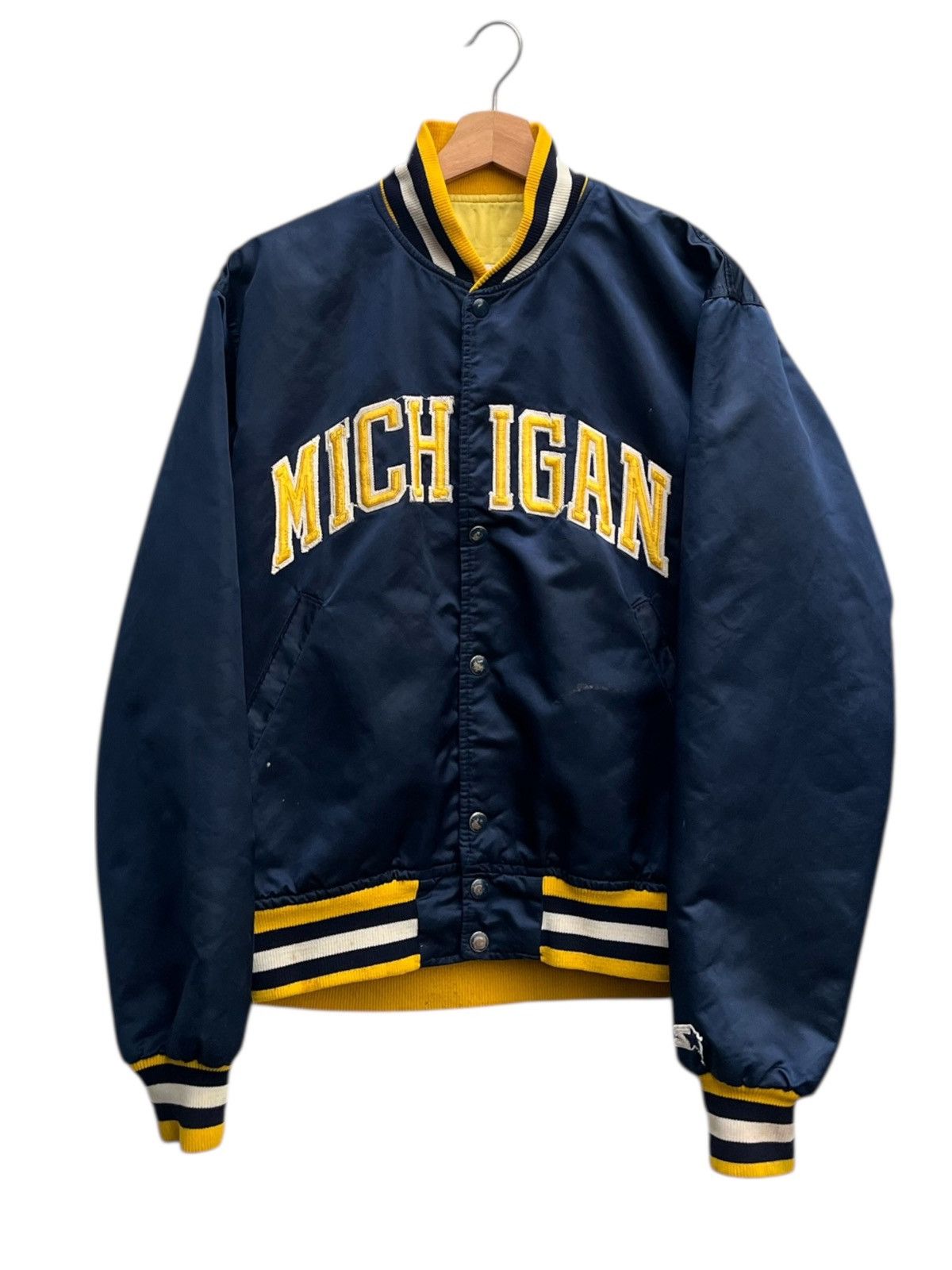 Starter Vintage Starter Michigan Wolverines Satin Varsity Jacket Size US M / EU 48-50 / 2 - 1 Thumbnail