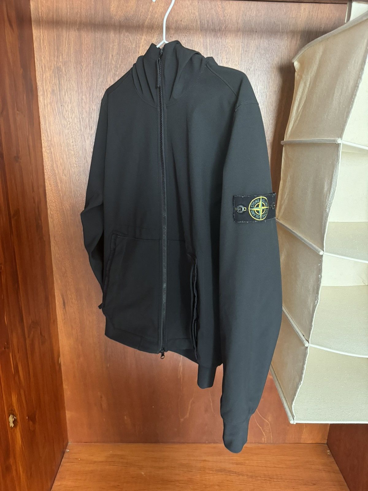 image of Stone Island Soft Shell-R E.dye Technology Jacket in Black, Men's (Size Small)