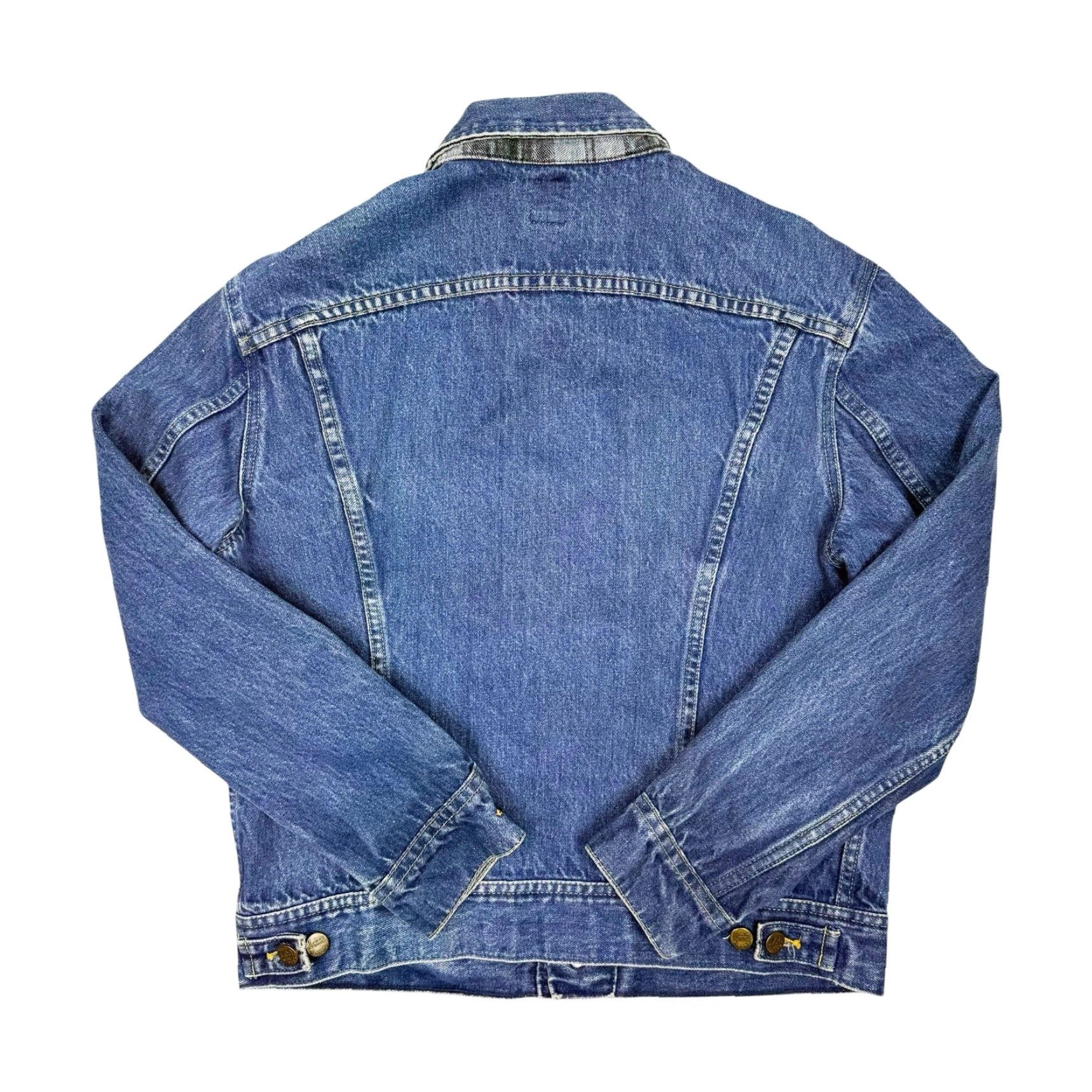 Lee Vtg Rare 70s Lee Denim Jacket Plaid Lined USA Union Made Mens M Blue Wool Insulation Motorcycle Button Pocket Regular Fit Size US M / EU 48-50 / 2 - 7 Thumbnail