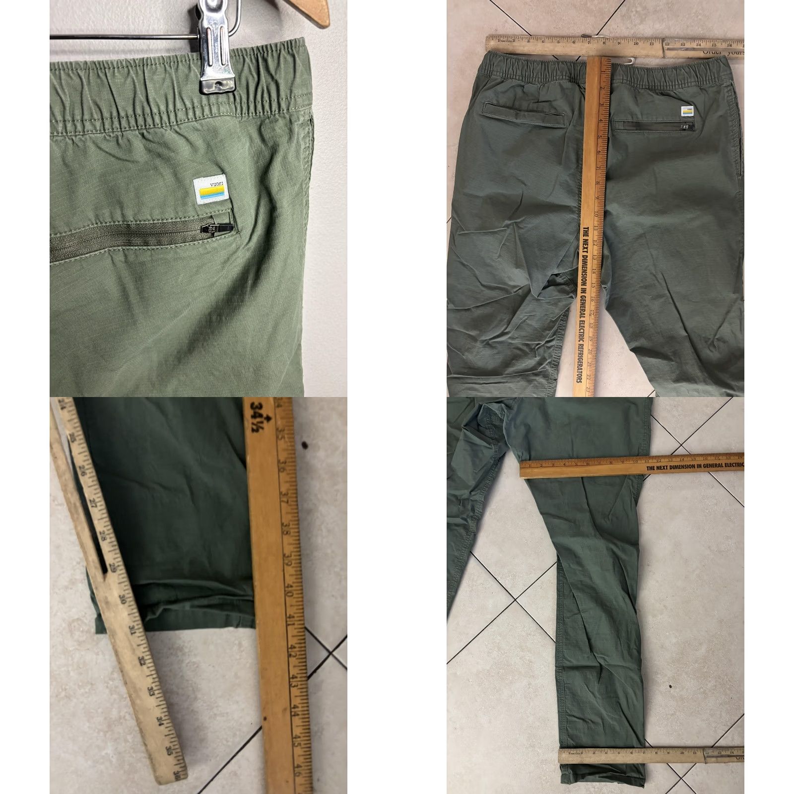 Vuori Vuori Pants Men S Green Ripstop Jogger Drawstring Pockets Zipper Athletic Casual Everyday Size US 29 - 8 Thumbnail
