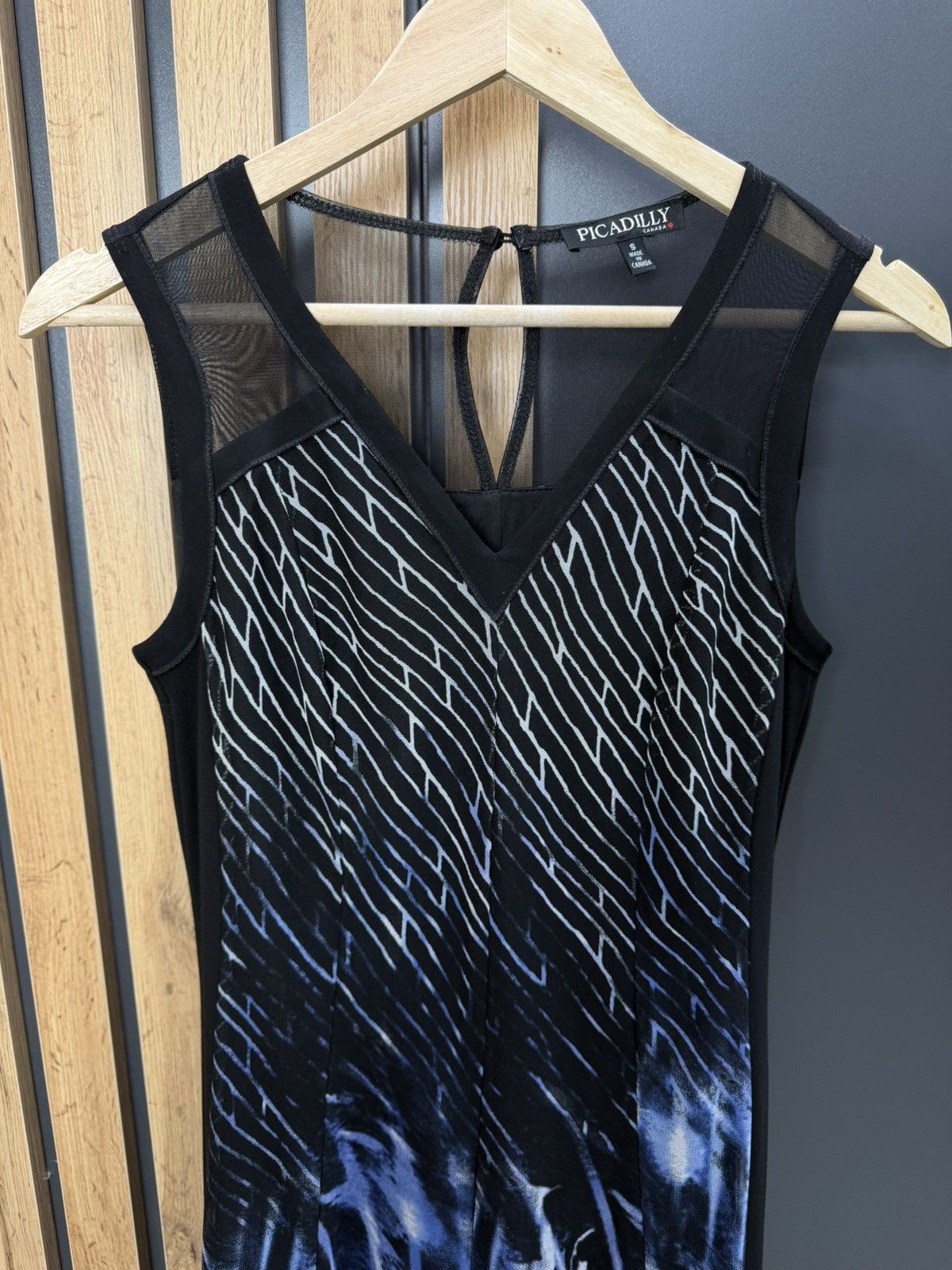 Other Picadilly Canada Mesh Midi Dress Black Blue Abstract S Size S / US 4 / IT 40 - 2 Thumbnail