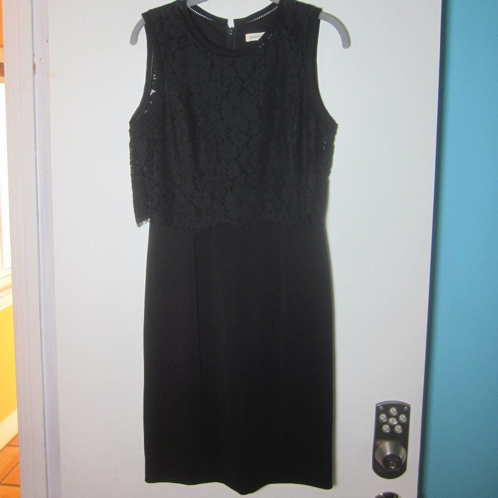 Rebecca Taylor Rebecca Taylor Womens Size 4 Black Sheath Dress with Lace Ov Size S / US 4 / IT 40 - 6 Thumbnail