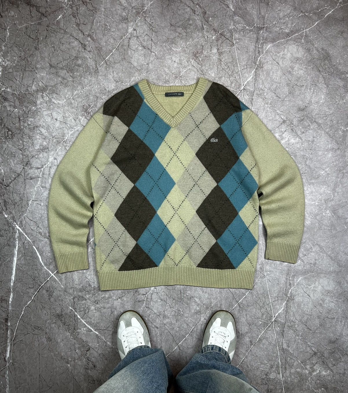 Lacoste × Vintage Vintage 90s Lacoste France wool Knit V neck Sweater Size US XL / EU 56 / 4 - 1 Thumbnail