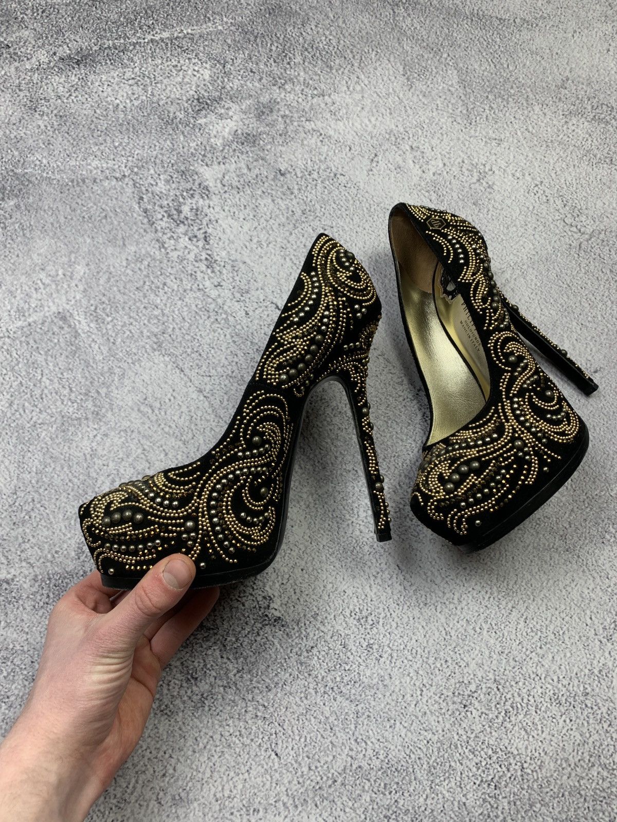 Philipp Plein Philipp Plein Womens Black Suede Platform Pumps Heels EU39 Size US 9 / IT 39 - 4 Thumbnail