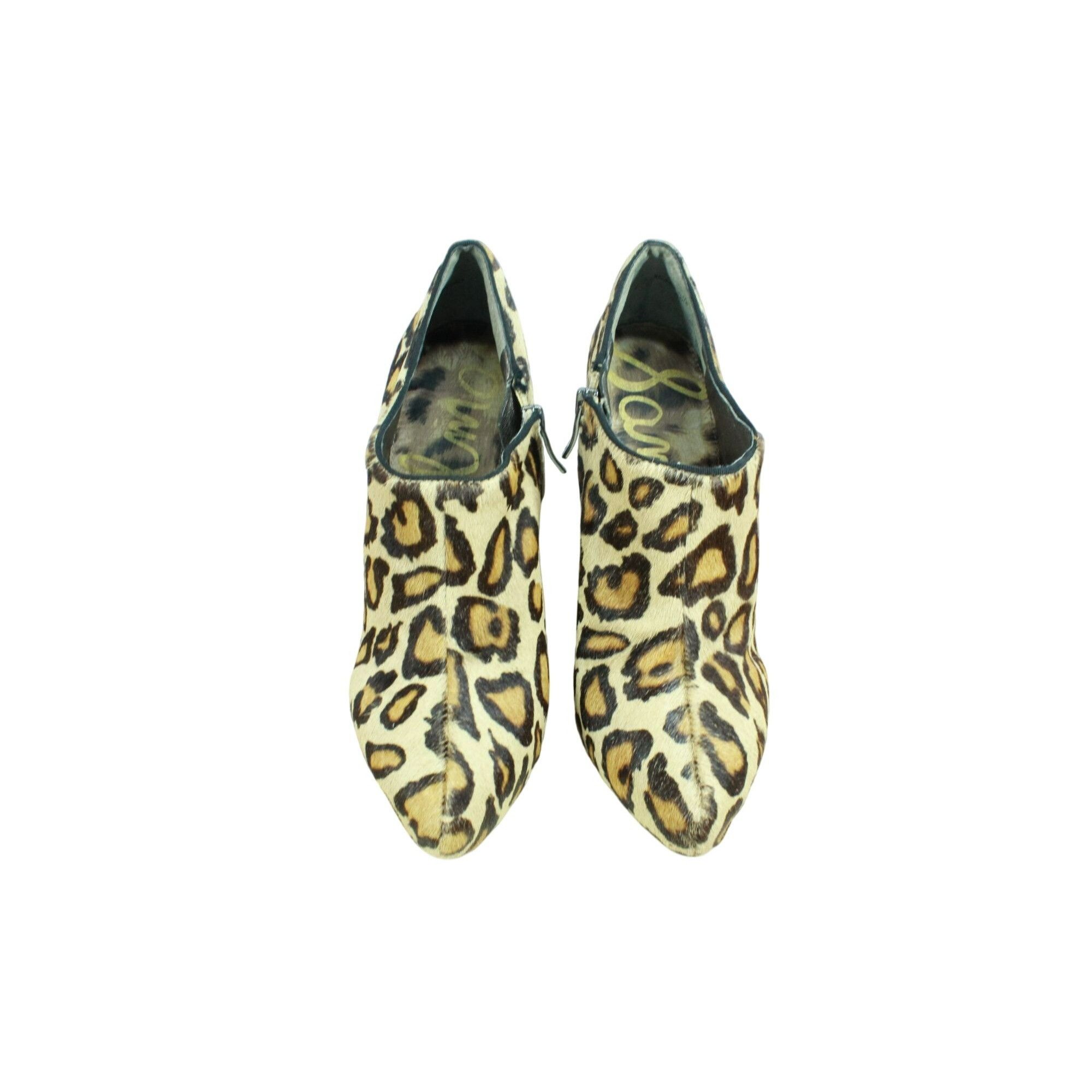 Leather Sam Edelman SRia Leopard Brahma Womens Platform Booties Size US 8.5 / IT 38.5 - 5 Thumbnail