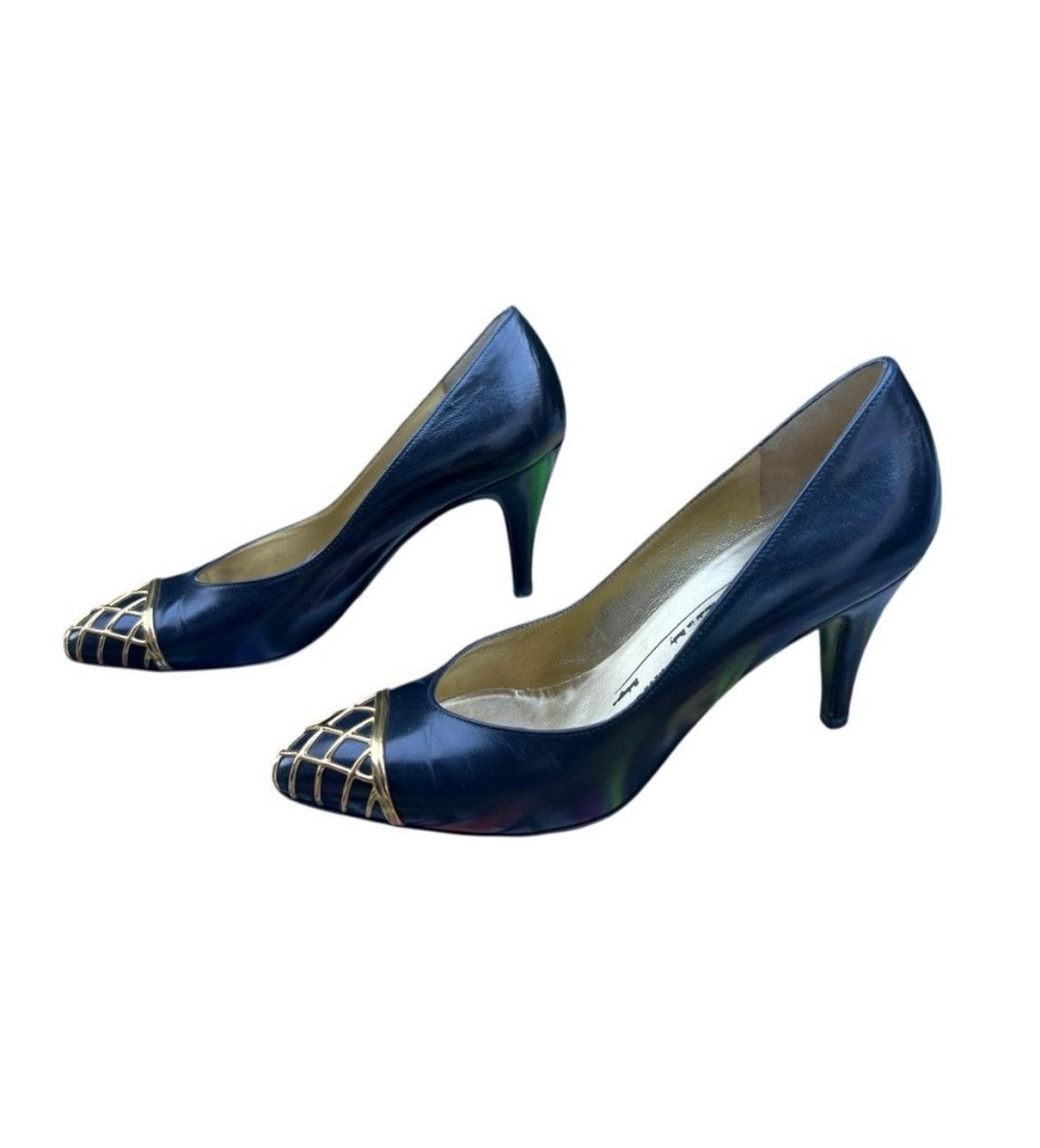 Bruno Magli Vintage Bruno Magli Italian Leather Heels –Gold Cage Toe 6B Size US 6 / IT 36 - 2 Thumbnail