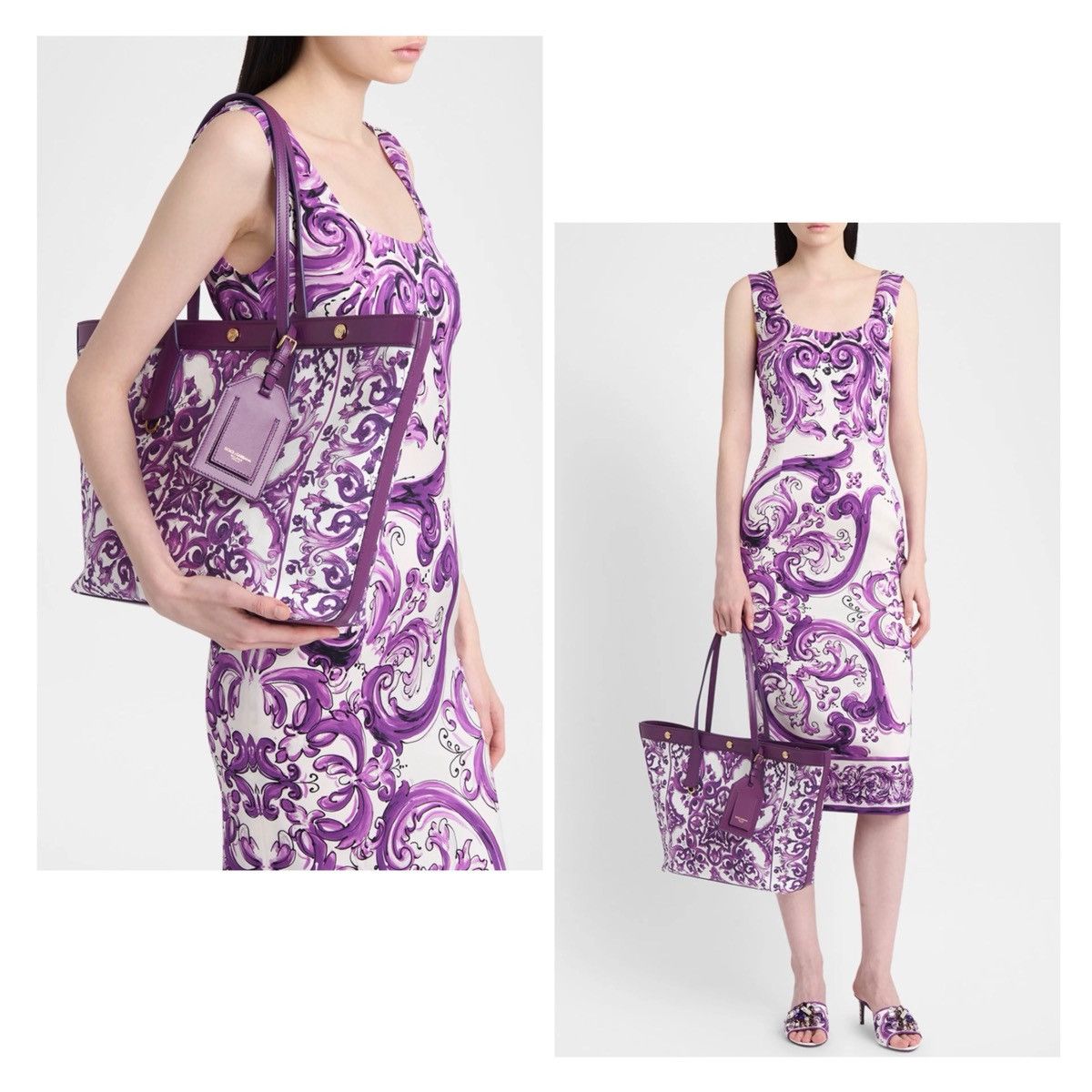 Dolce & Gabbana Dolce&Gabbana Majolica-Print Canvas Shopping Tote Bag Size ONE SIZE - 2 Thumbnail