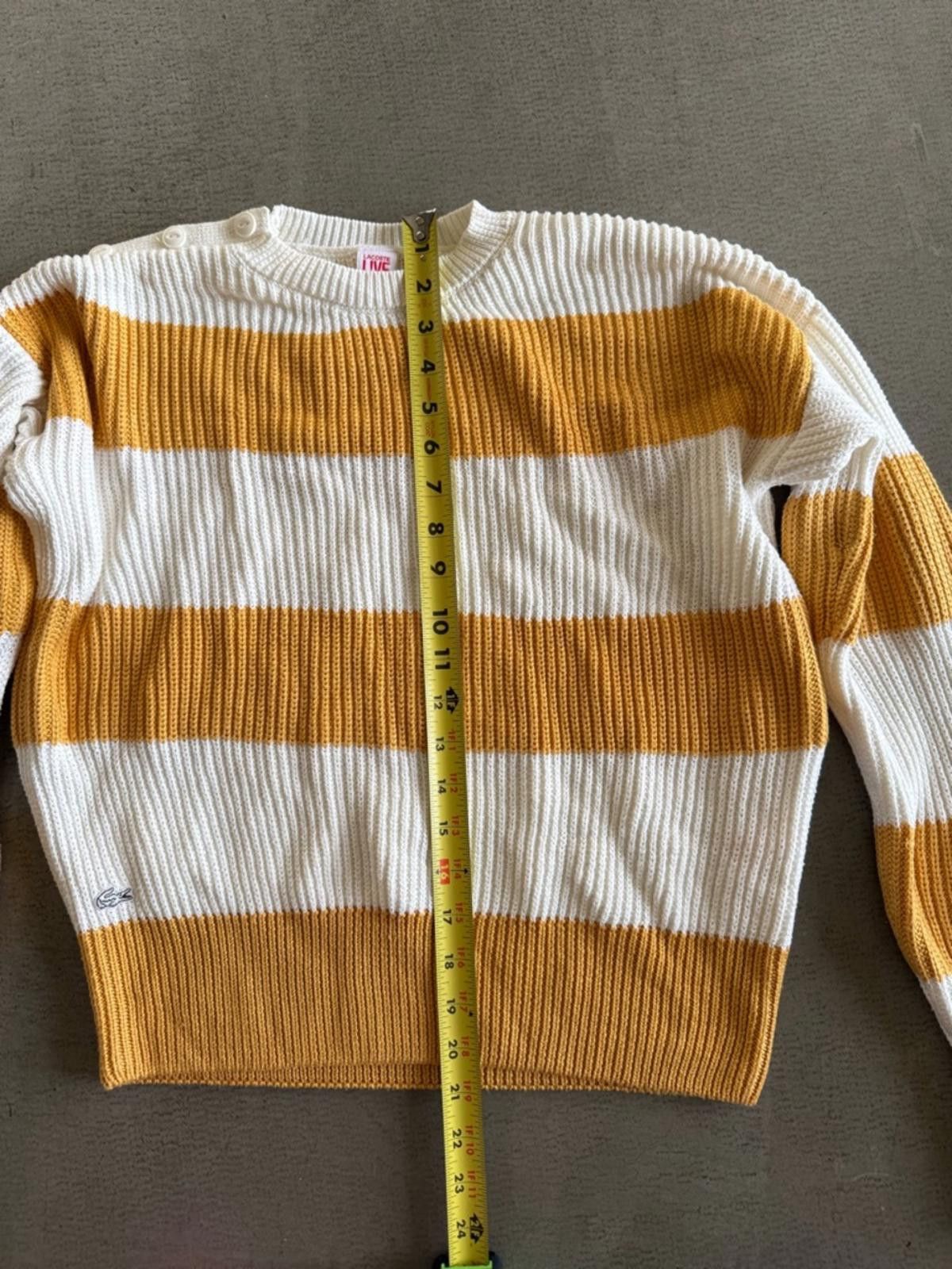 Lacoste Lacoste Live / Stripe Knit Sweater / Gold Ivory Size M / US 6-8 / IT 42-44 - 4 Thumbnail