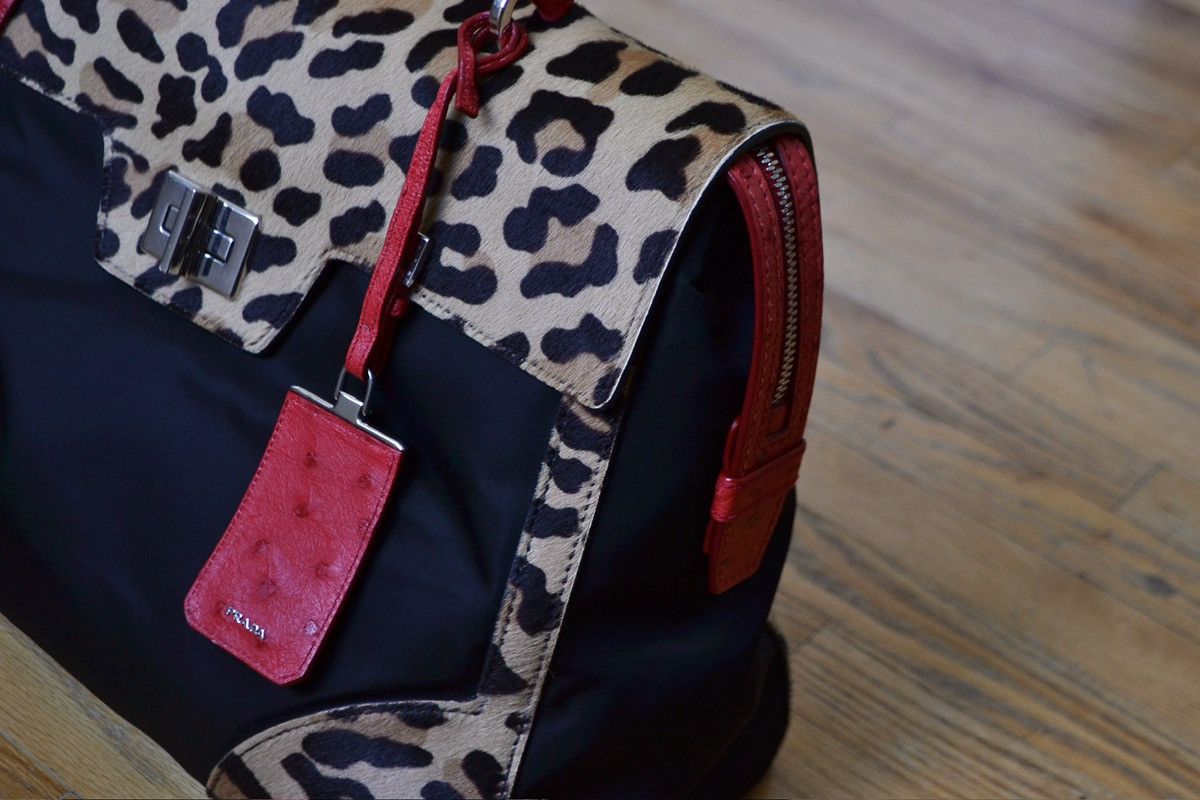 Prada Pre-Fall 2015 Tessuto Leopard Pony Hair Top Handle Satchel Size ONE SIZE - 3 Thumbnail