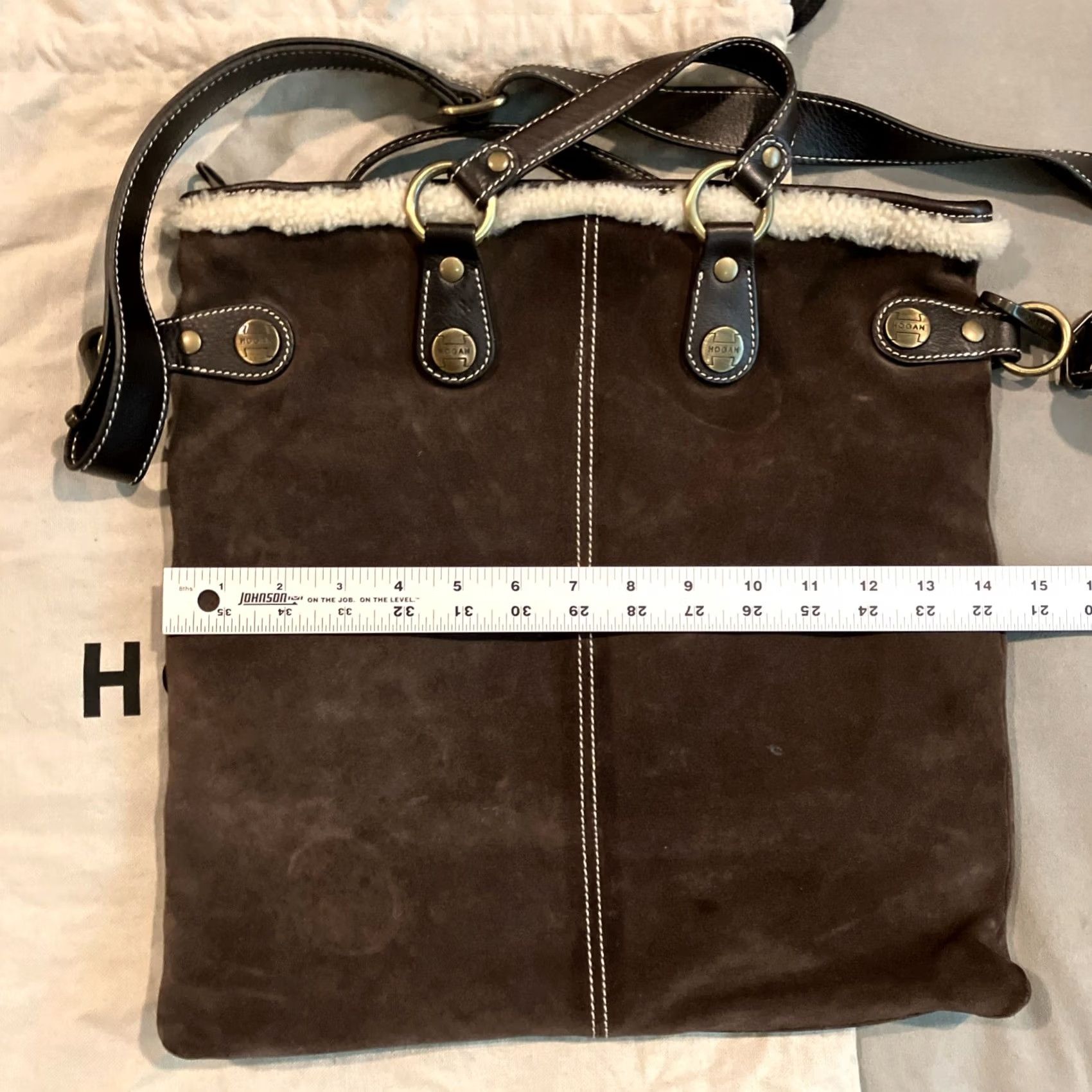 Hogan Hogan Brown Suede Shearling Tote - Dust Bag Size ONE SIZE - 6 Thumbnail