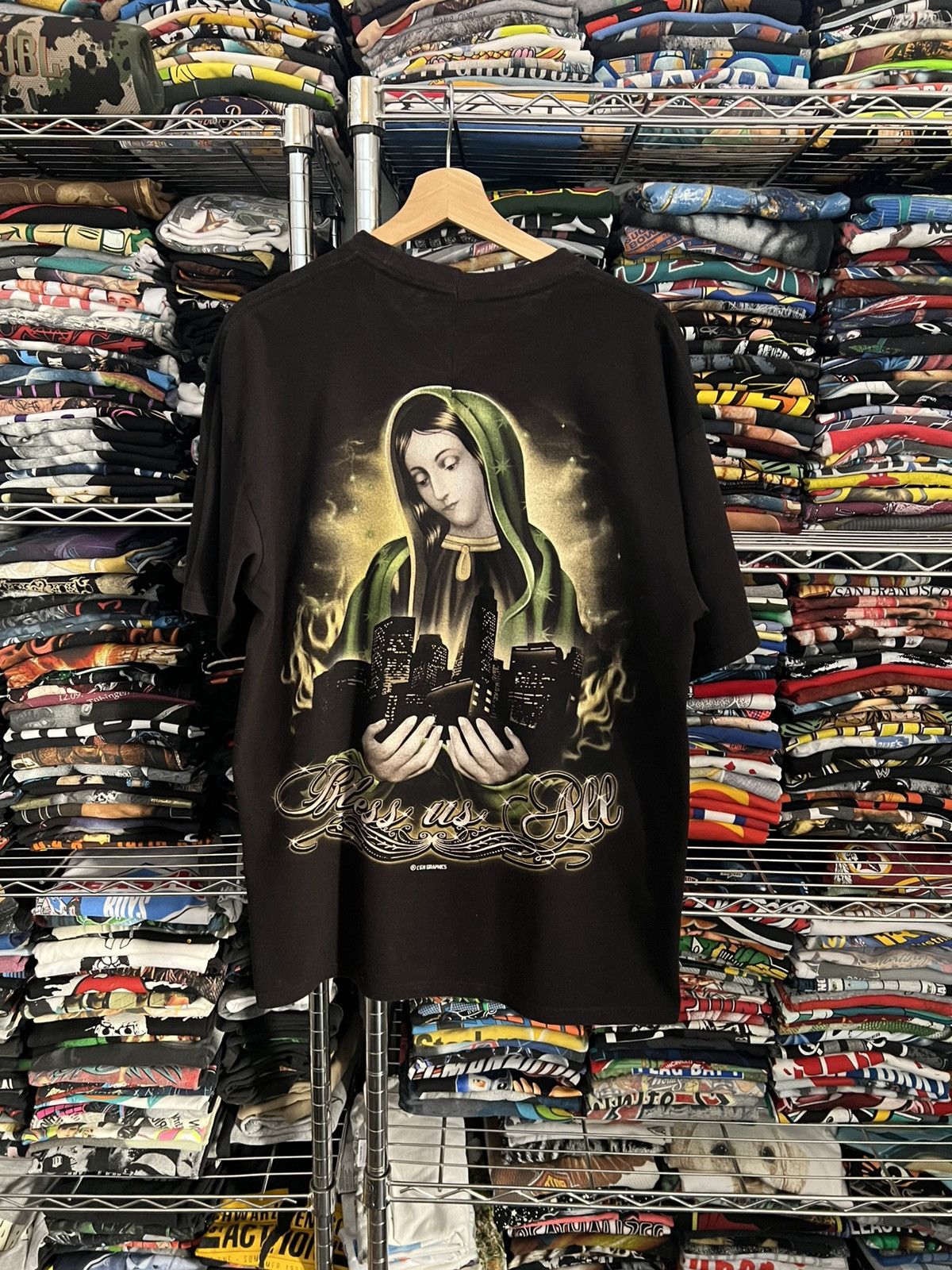 Homies 2000s Virgin Mary Bless Us All Chicano Jesus Religion Tee Size US XL / EU 56 / 4 - 1 Thumbnail
