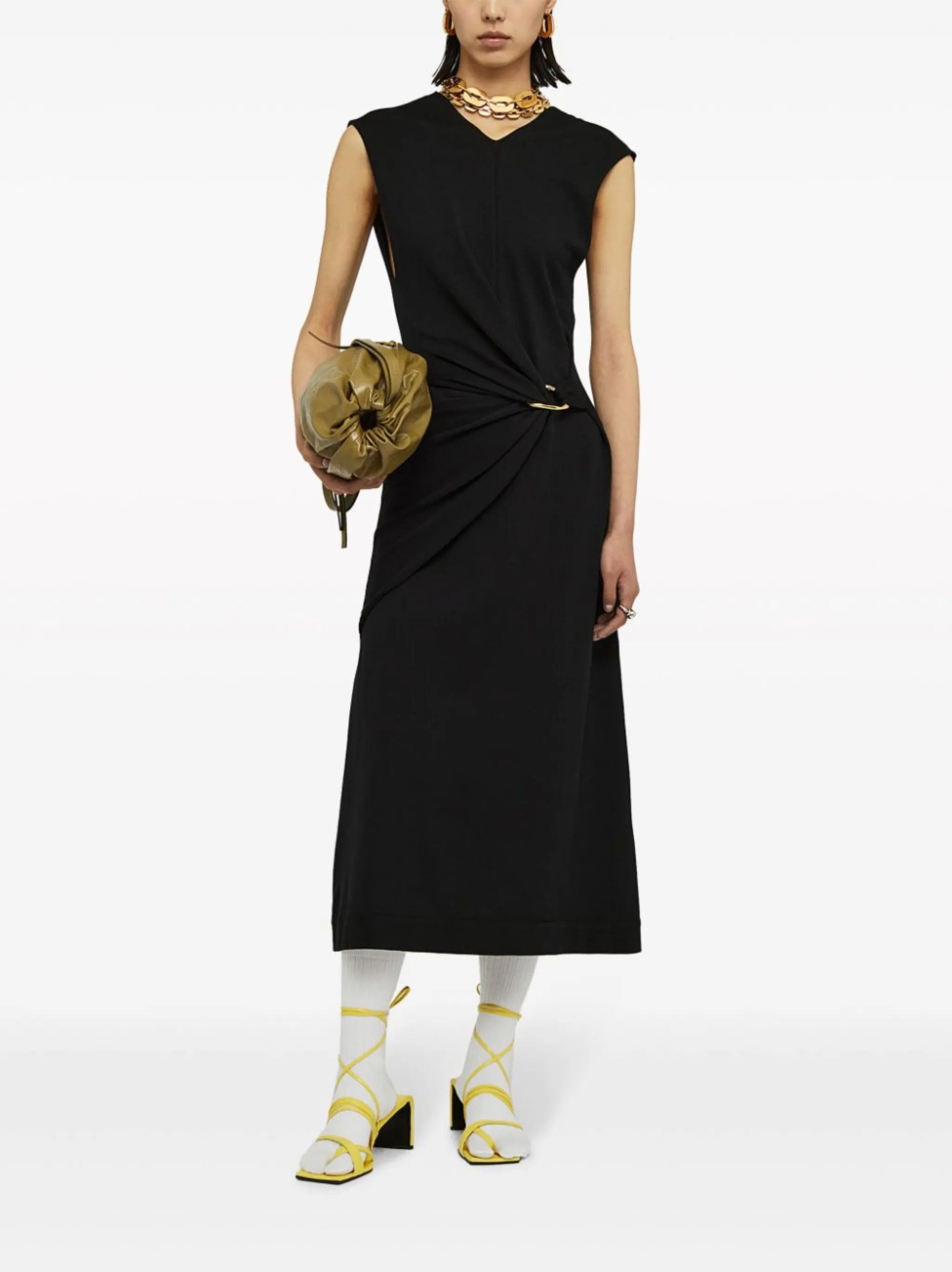 Jil Sander o1w1db10825 Midi Dress in Black Size S / US 4 / IT 40 - 4 Thumbnail