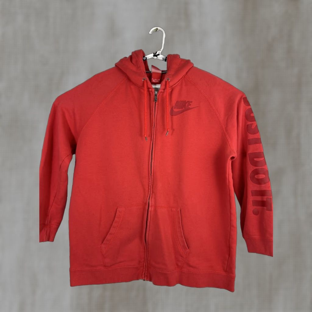 Nike Nike Mens XL Red Full Zip Hoodie Just Do It Spellout Hoodie Size US XL / EU 56 / 4 - 1 Thumbnail