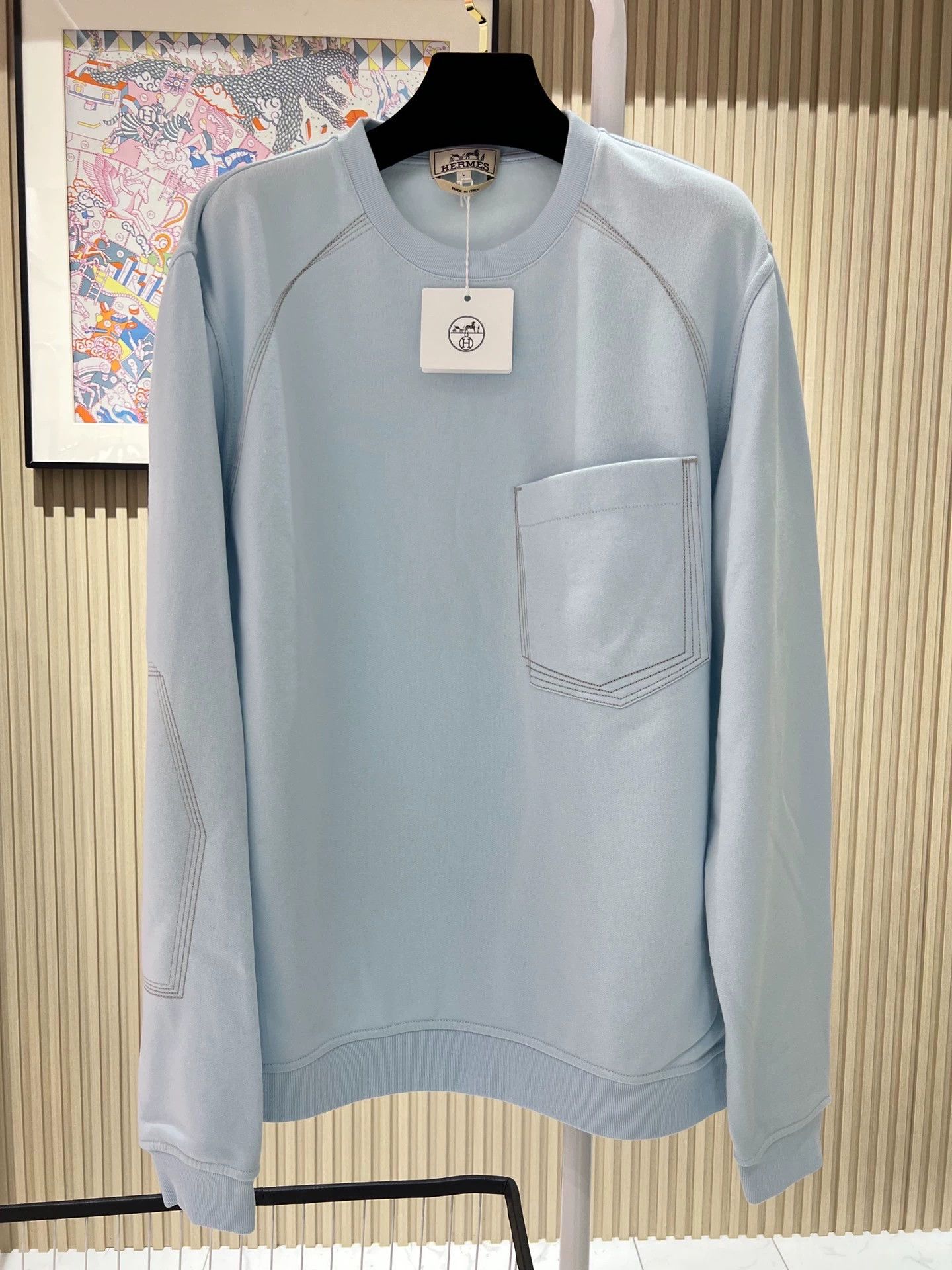 Hermes Hermes New Men's Baby Blue Sweatshirt - dmc Size US L / EU 52-54 / 3 - 1 Thumbnail