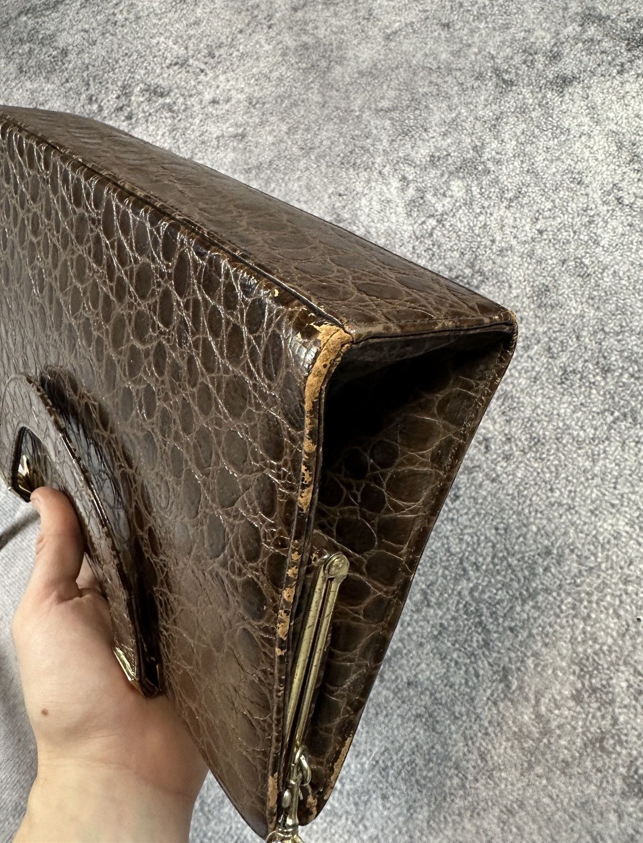 Vintage Vintage Ackery London Leather Bag Crocodile 80s Women Lux Size ONE SIZE - 7 Thumbnail
