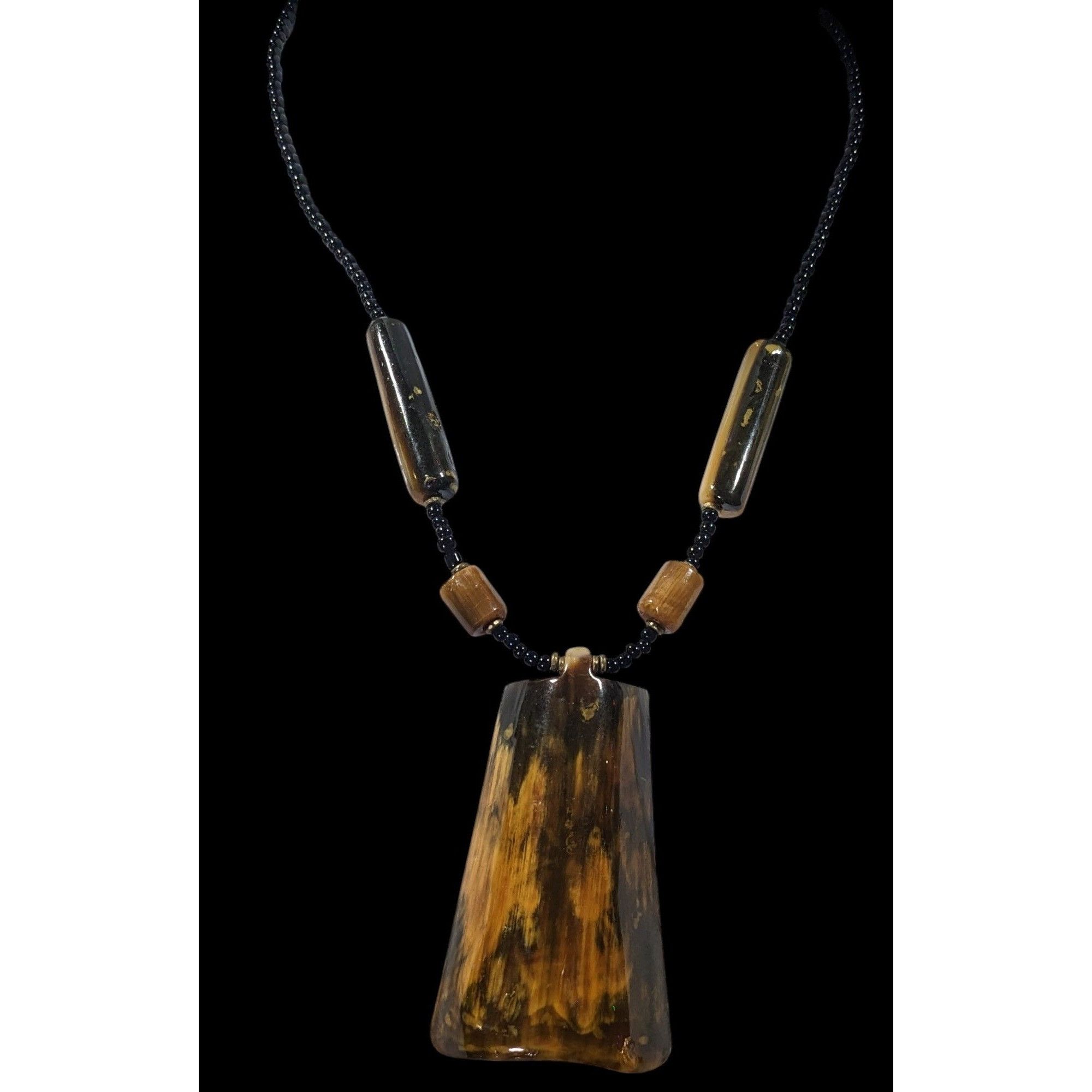 Other Vintage Rustic Beaded Pendant Statement Necklace Size ONE SIZE - 2 Thumbnail