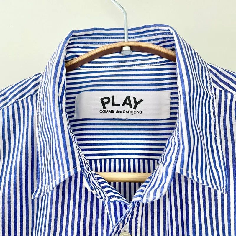 Comme des Garcons PLAY Comme Des Garçons PLAY Navy Blue White Striped Button Front Size M / US 6-8 / IT 42-44 - 2 Thumbnail