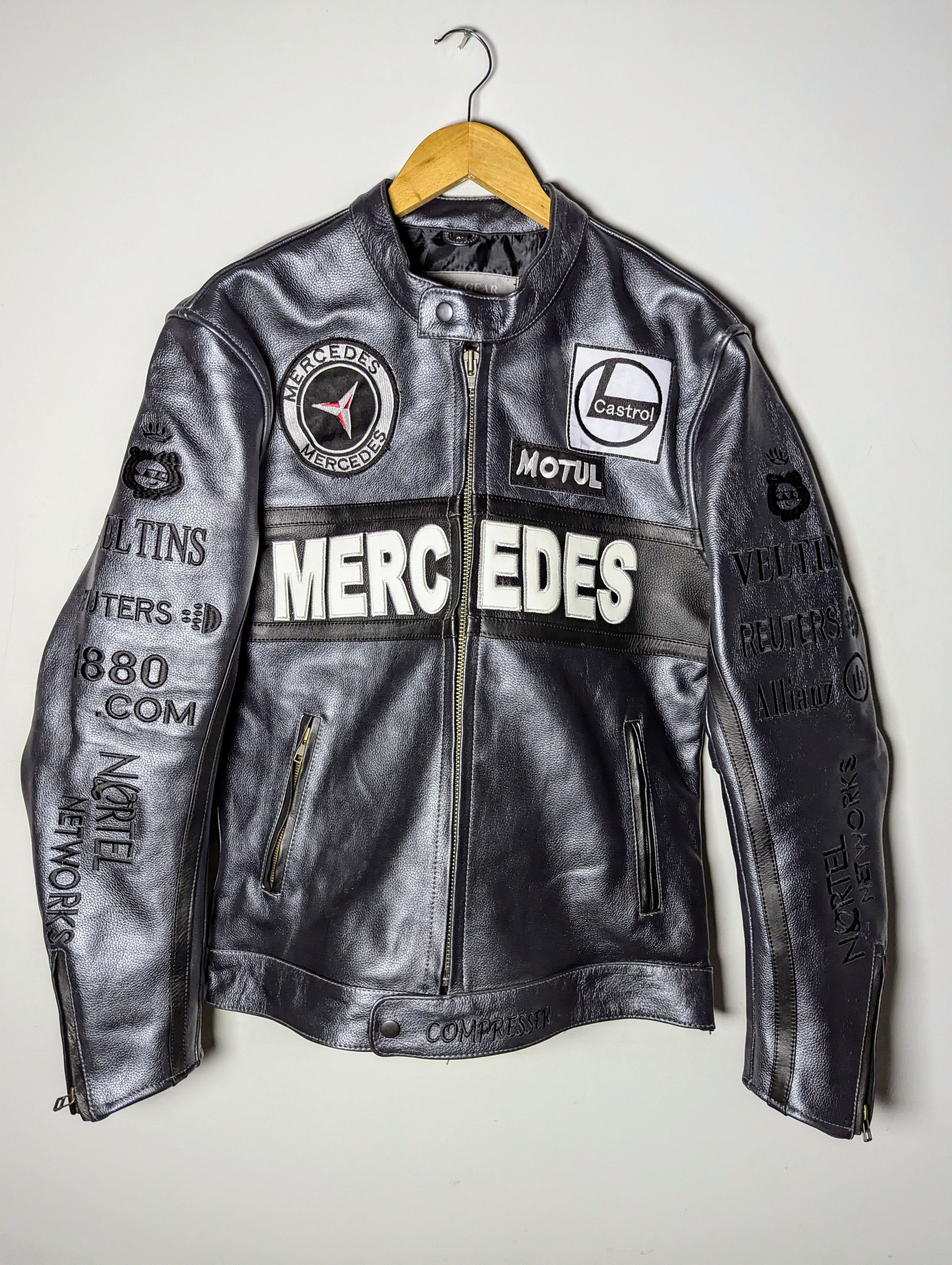 Other 🔥 Mercedes 🔥 Benz LEATHER JACKET RARE OUTERWEAR Size L / US 10 / IT 46 - 1 Thumbnail