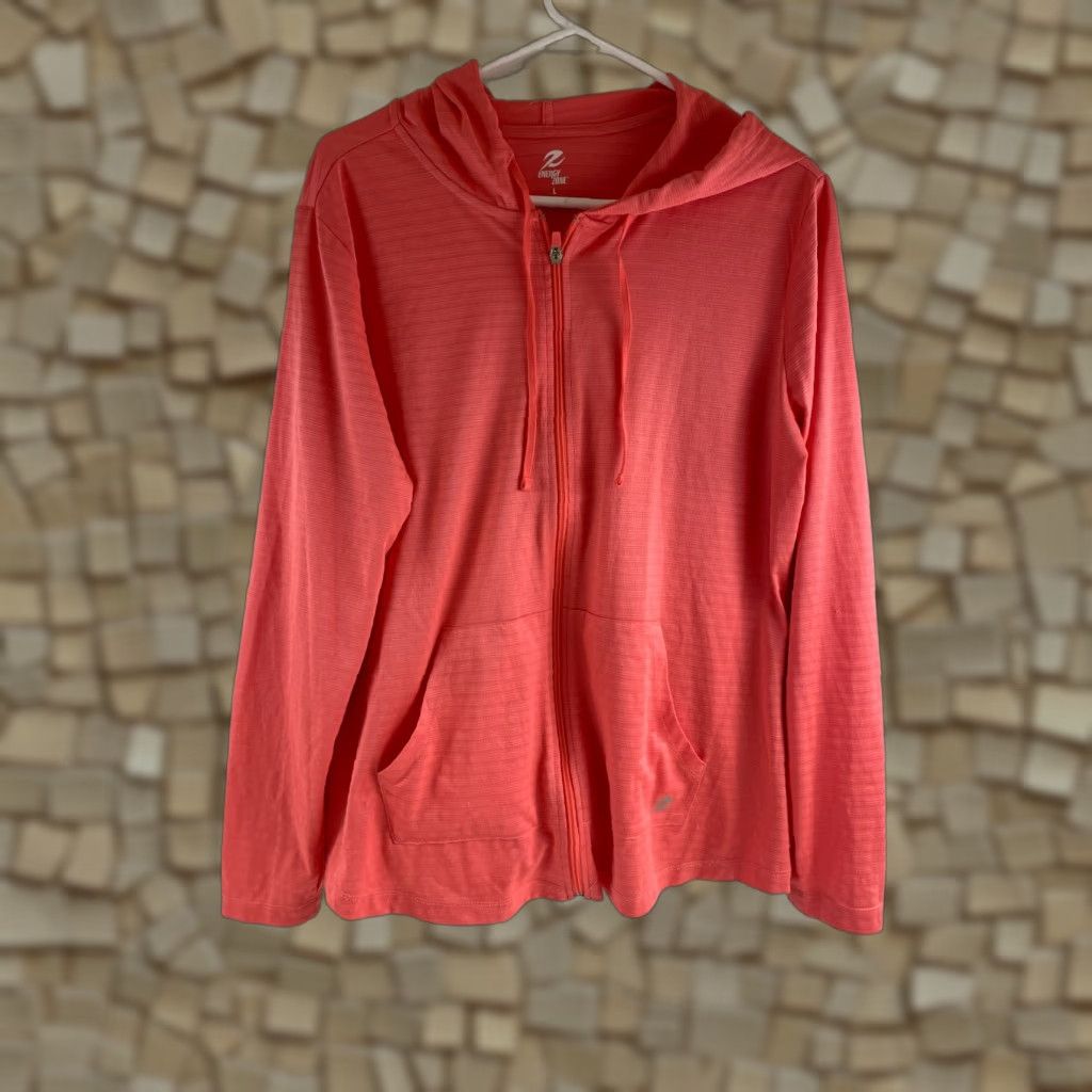 Vintage Energy Zone Hoodie Women's Size L Pink Pullover Athleticwear Full Zip Drawstring Size L / US 10 / IT 46 - 1 Thumbnail
