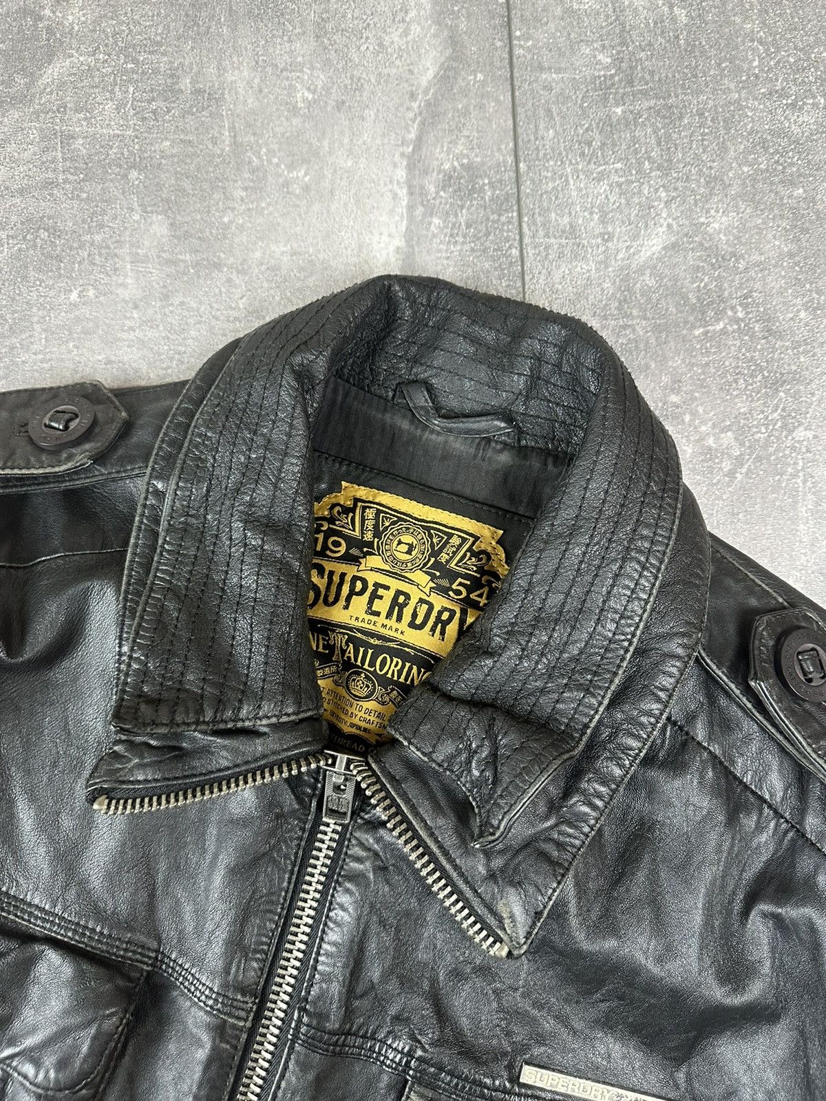 Superdry Super Dry Brad Cowhide Leather Zip Up Bomber Jacket Size US L / EU 52-54 / 3 - 12 Thumbnail