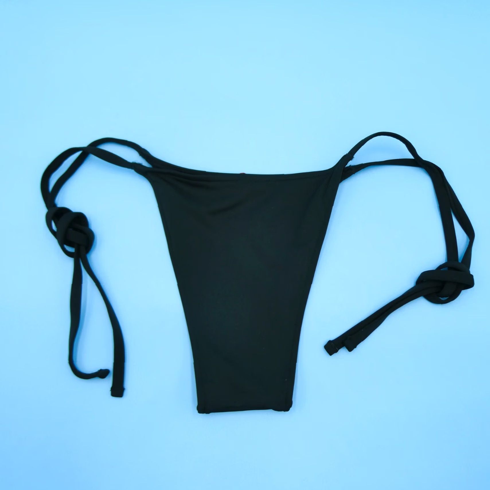 Victorias Secret PINK Bikini Bottom Thong Side Tie Black Rose Bow Womens Medium