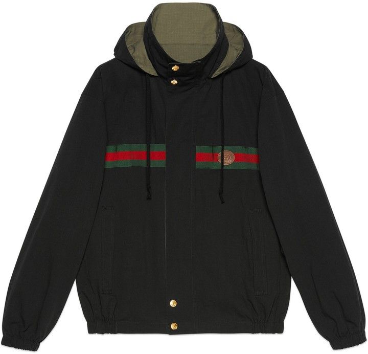 Gucci o1s1wg110125 Reversible Cotton Nylon Jacket in Black Size US L / EU 52-54 / 3 - 1 Thumbnail
