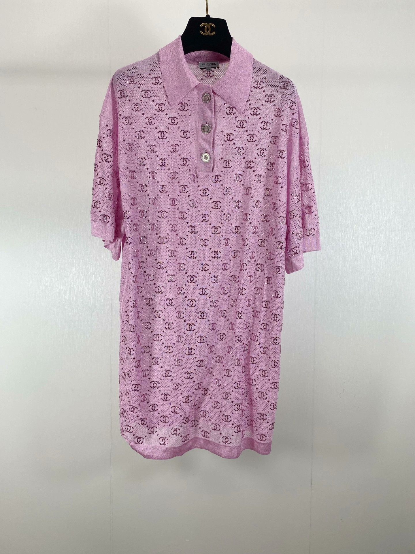 Chanel Chanel 23P Pink Diamond CC Polo Dress Size XXS / US 00 / IT 34 - 1 Thumbnail