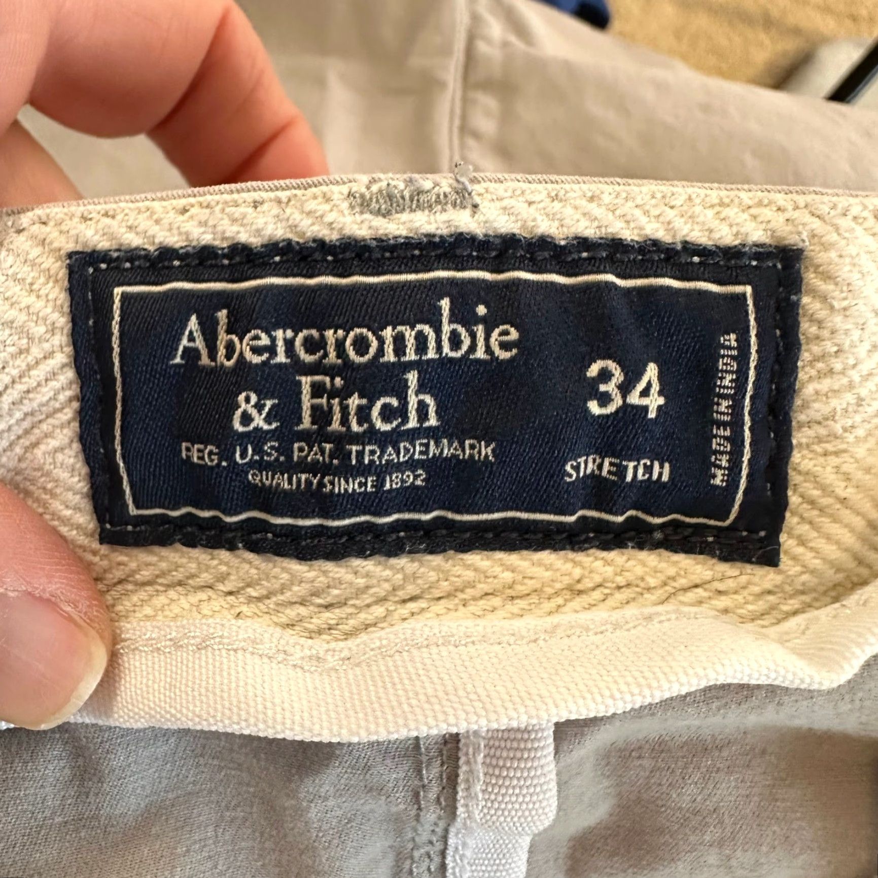 Abercrombie & Fitch Abercrombie & Fitch Mens Gray Stretch Chino Shorts 34 Flat Front Casual Size US 34 / EU 50 - 6 Thumbnail