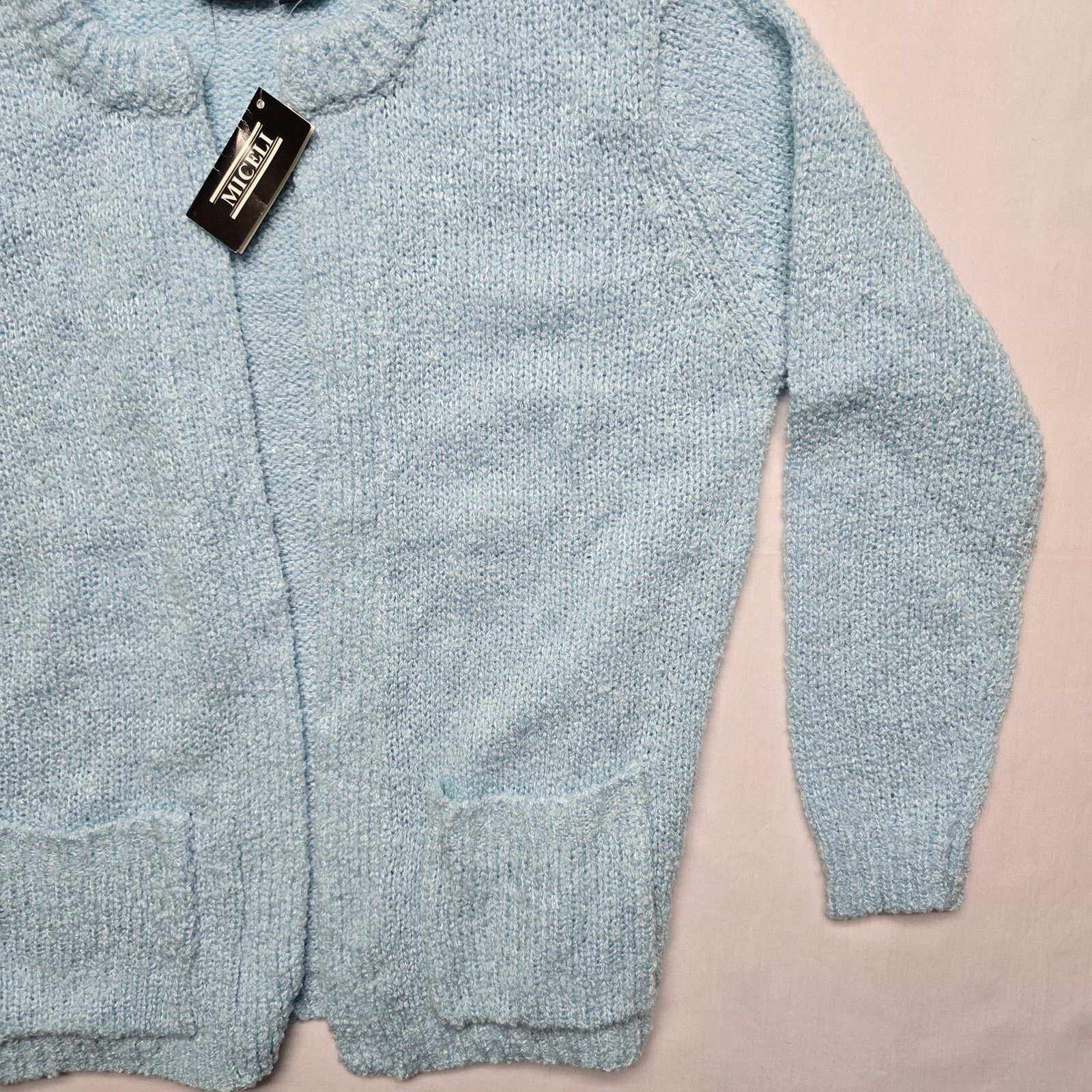 Vintage Vintage Miceli Sweater L Blue Cardigan Pocket Cozy Soft Size L / US 10 / IT 46 - 3 Thumbnail