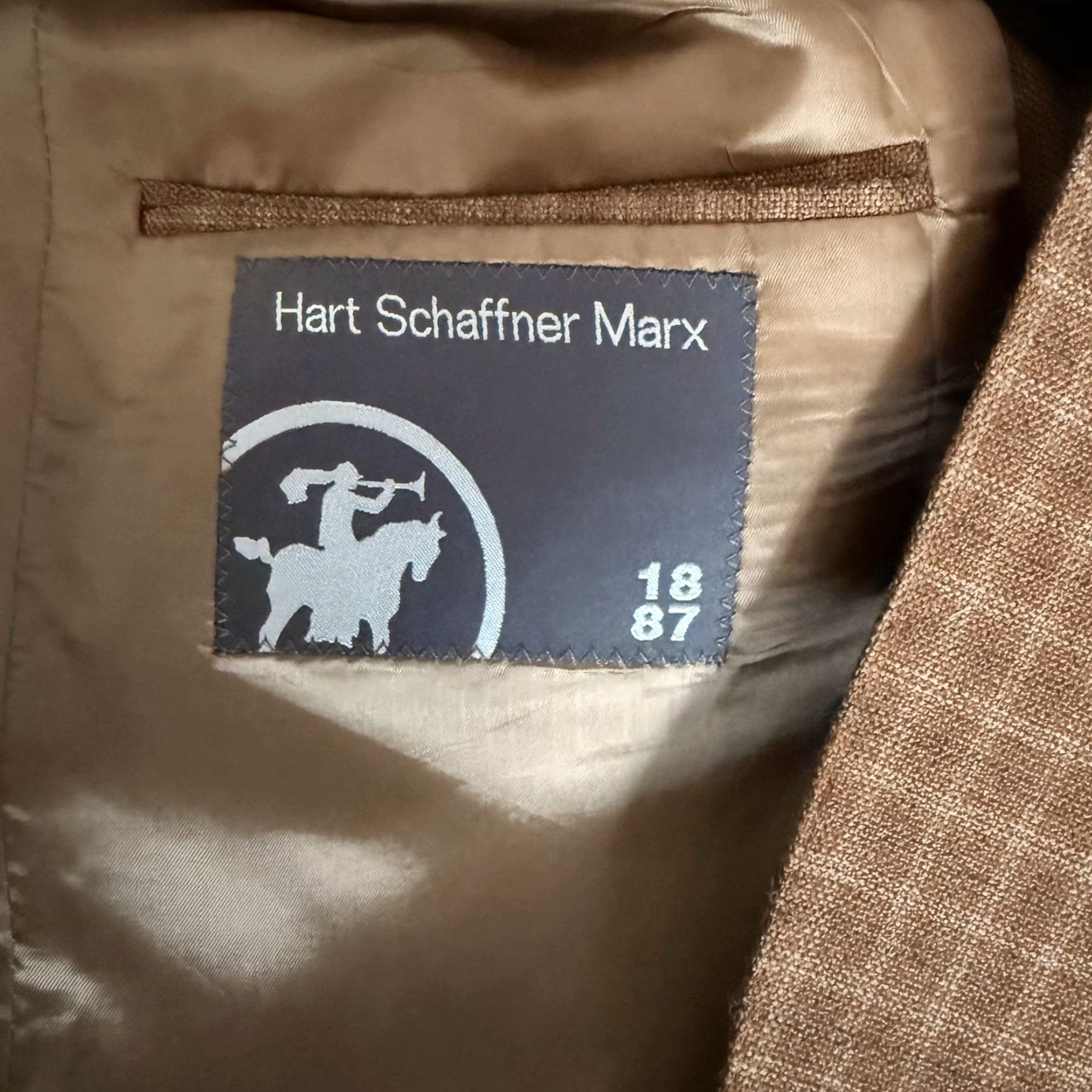 Hart Schaffner Marx Hart Schaffner Marx Blazer Sport Coat Brown Windowpane Plaid Wool Size 42L - Men, Wool, Double-Vented, 2 Button, Notch Lapel, Regular Fit, Vintage? No Size 42R - 6 Thumbnail