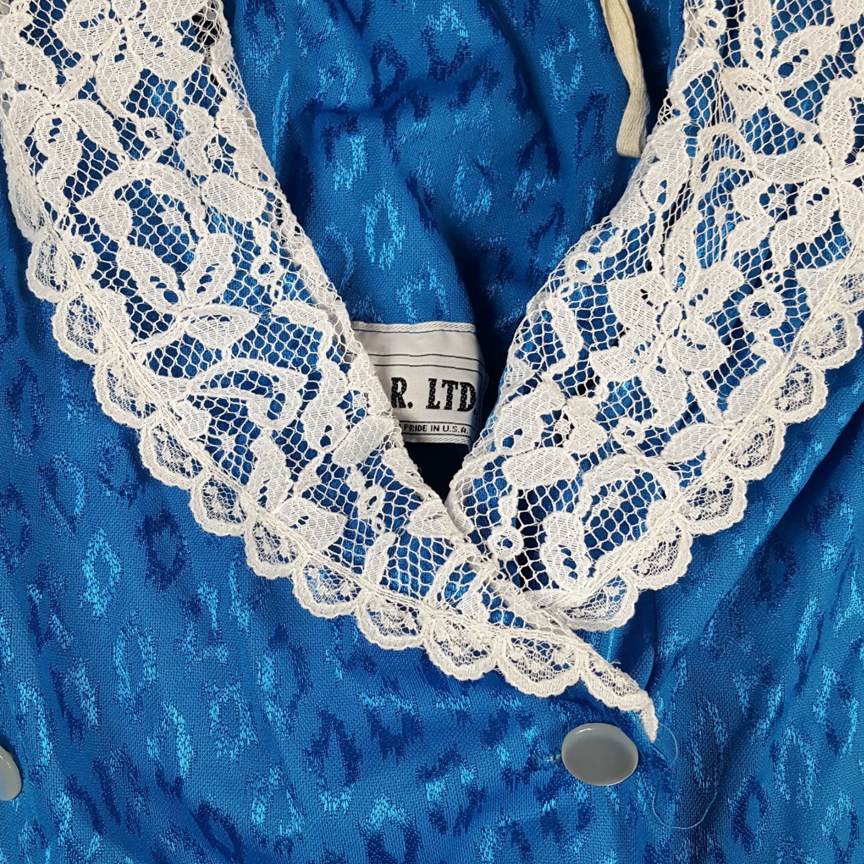 Vintage VINTAGE Vintage 80s Cocktail Art Deco Maxi Women's Size 18 Drop Waist Satin 70s Dress Blue Polyester Marla R Ltd Dress Size XXL / US 16-18 / IT 52-54 - 4 Thumbnail