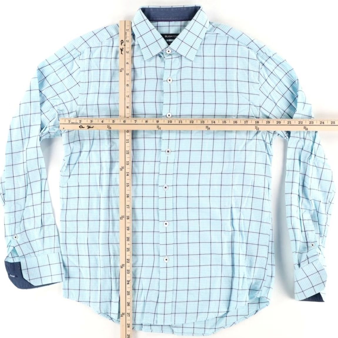 BUGATCHI Bugatchi Shaped Fit Cotton Striped Long Sleeve Button Up Shirt Blue Men's L Size US L / EU 52-54 / 3 - 3 Thumbnail