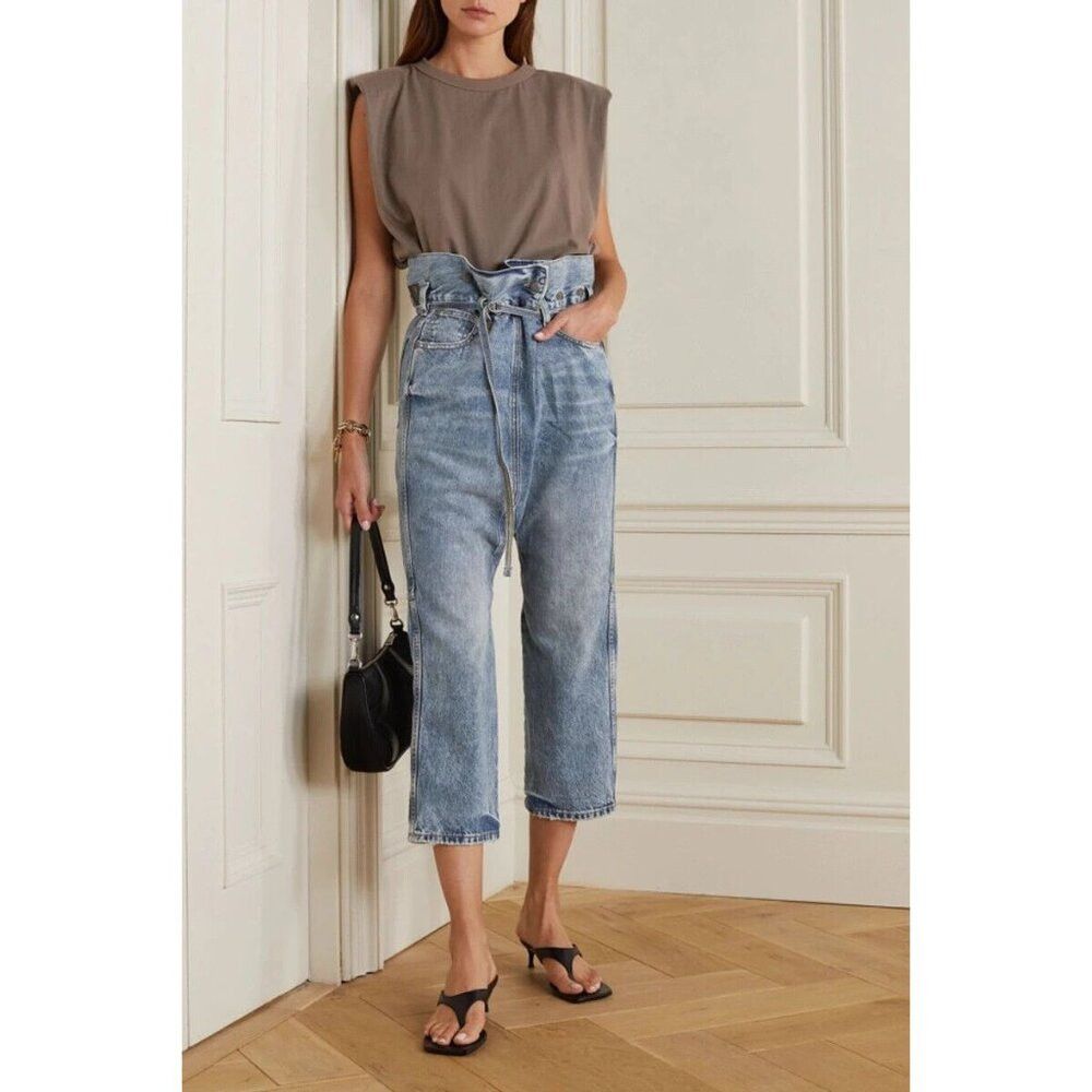 image of R13 Staley Crossover Cotton Denim Jeans In Benji Blue 26 Def, Women's
