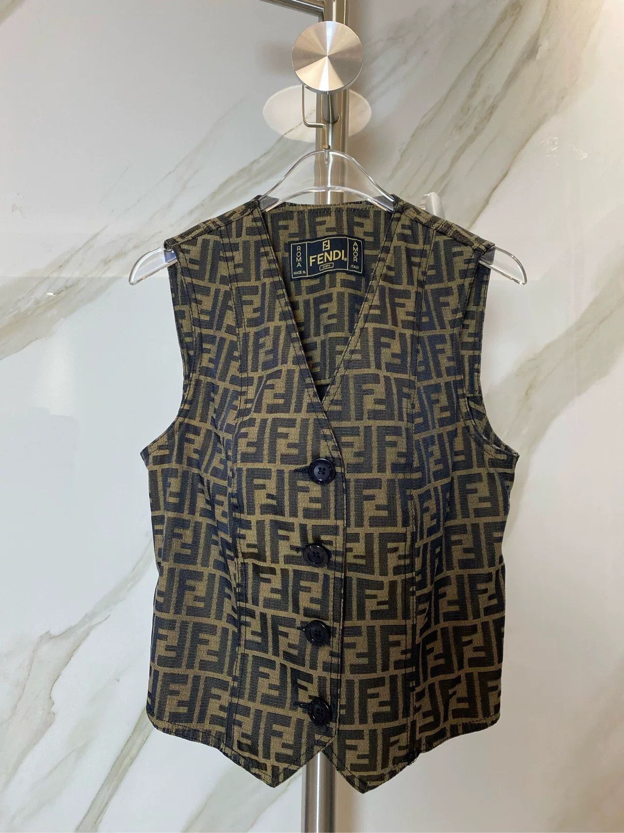 Fendi Fendi Vintage Logo Print Brown Vest Size US XS / EU 42 / 0 - 1 Thumbnail