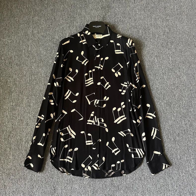 Saint Laurent Paris Saint Laurent Black Music Note Shirt Size US S / EU 44-46 / 1 - 1 Thumbnail