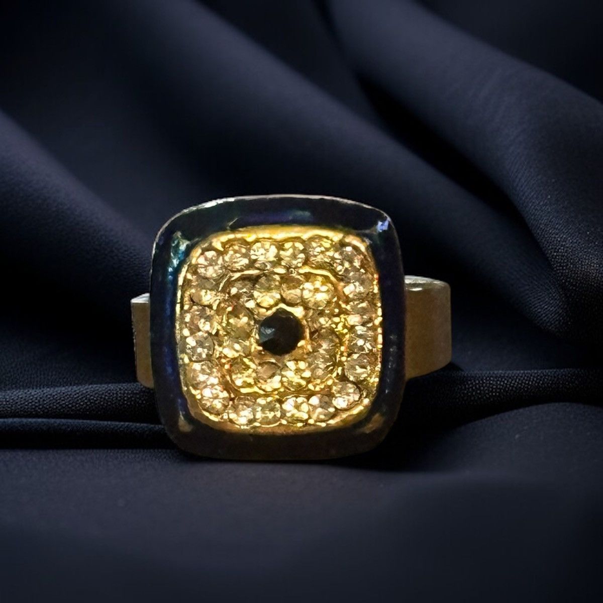 Vintage Vintage gold tone square evil eye rhinestone ring Size ONE SIZE - 1 Thumbnail