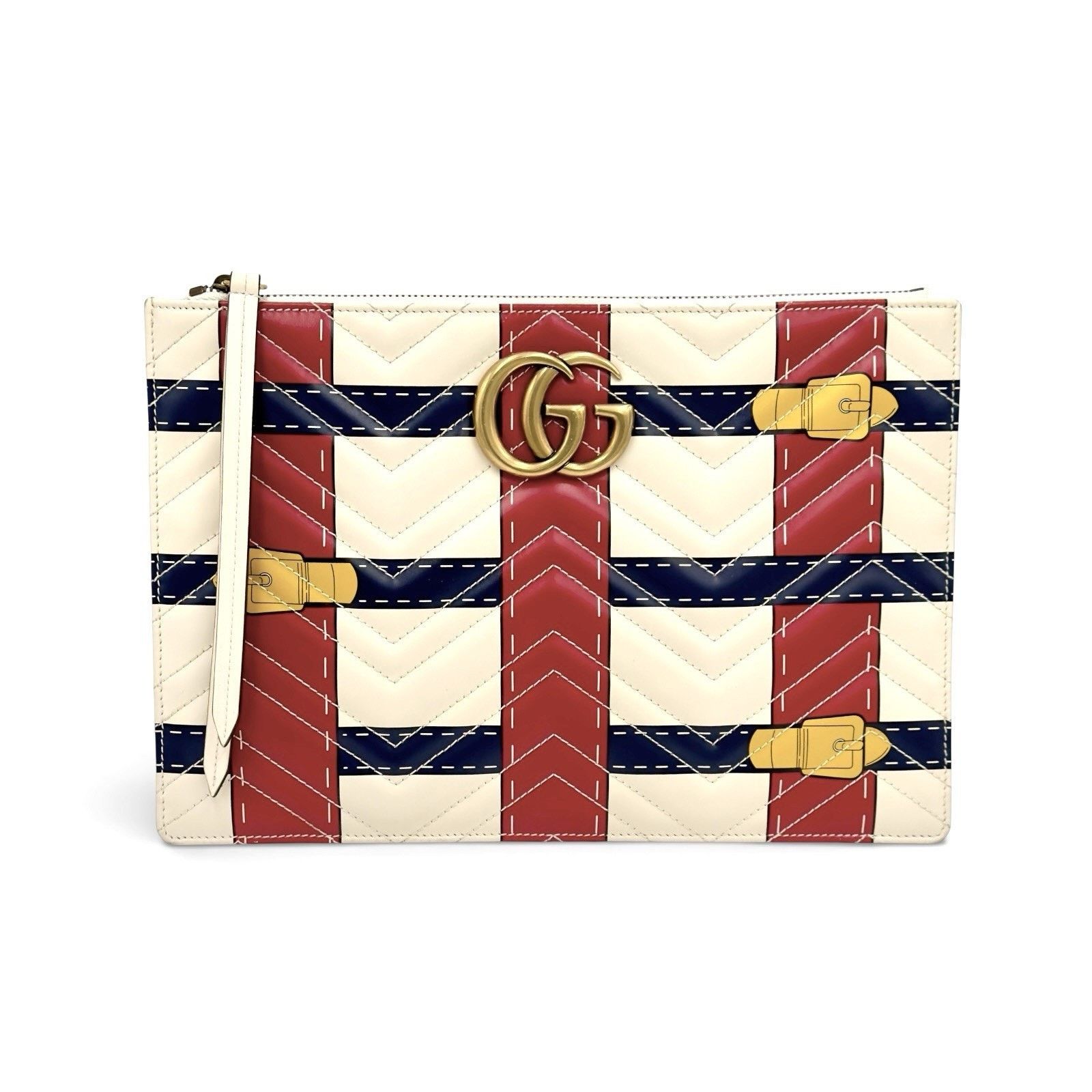 Gucci GG Marmont Matelasse Trompe L'oeil Quilted Leather Clutch Size ONE SIZE - 6 Thumbnail