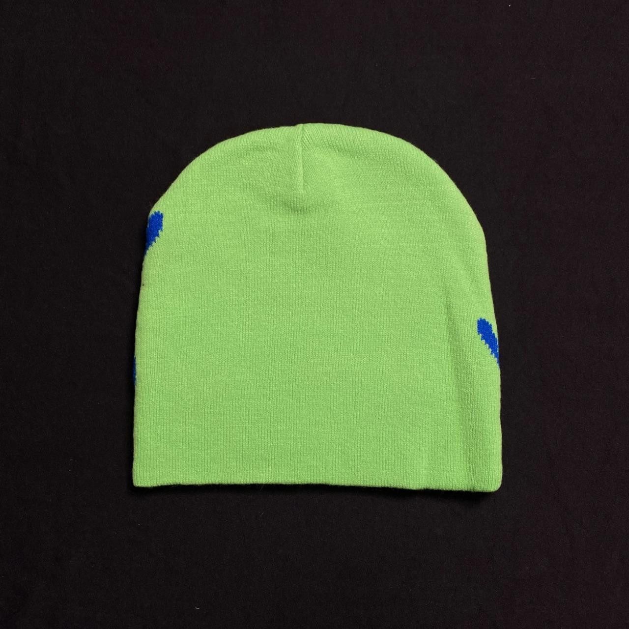 Japanese Brand Rare Handprint Graphic Design No Cuff Knit Green Beanie OS Size ONE SIZE - 6 Thumbnail