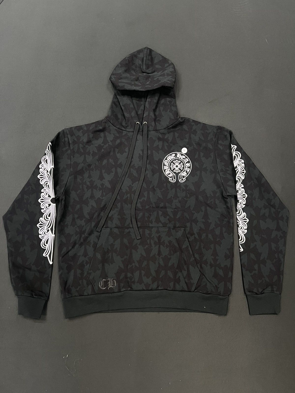 image of Chrome Hearts Cemetery Print Black Hoodie, Men's (Size Small)