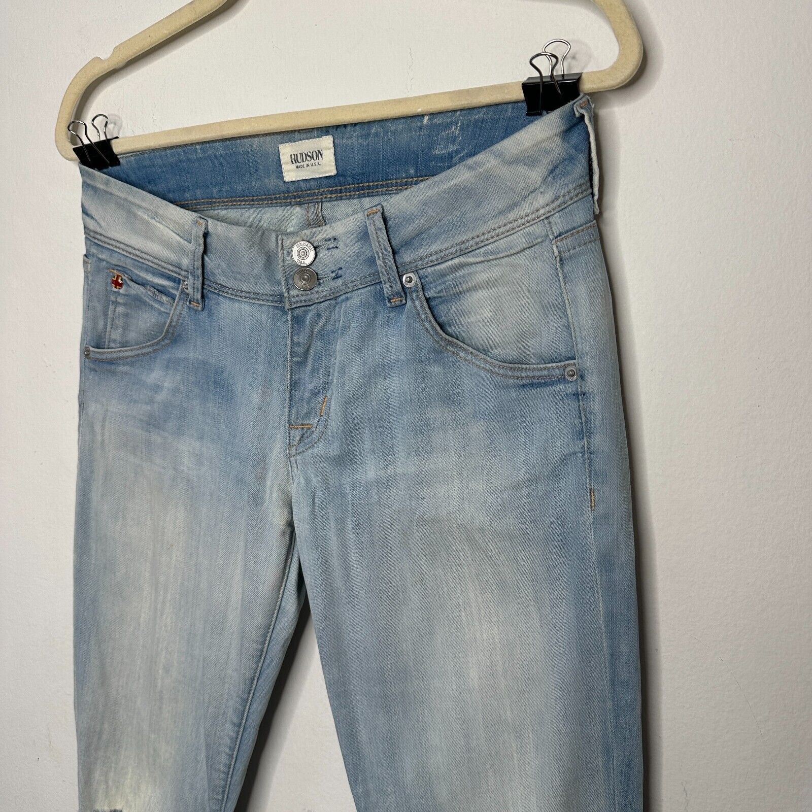 Hudson Hudson Double Button Blue Wash Jeans Low-Rise Boot Cut 26 Size 26" / US 2 / IT 38 - 4 Thumbnail