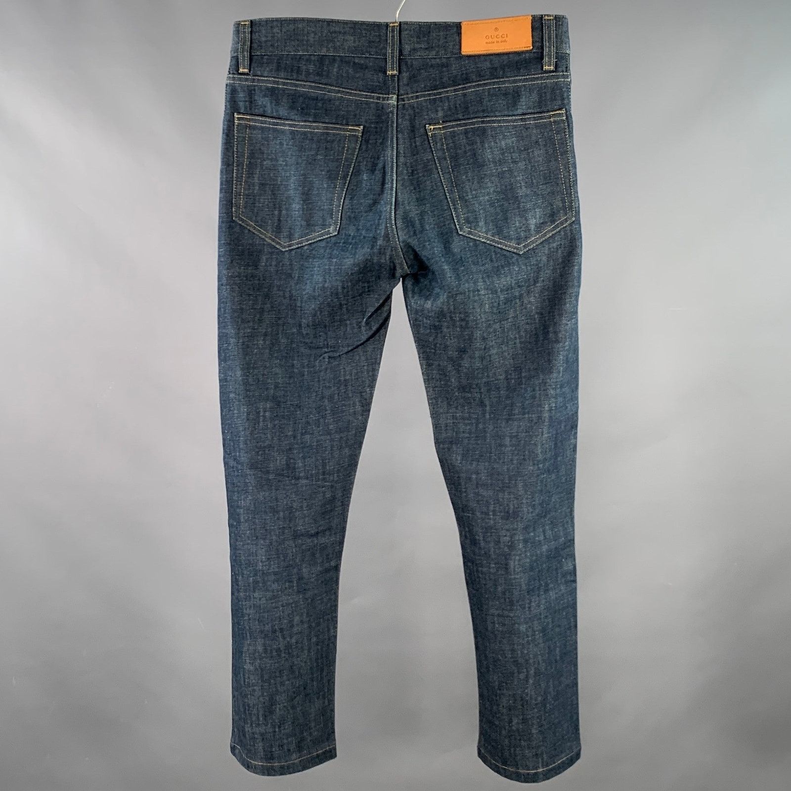 Gucci 28 Blue Contrast Stitch Cotton Straight Button Fly Jeans Size US 28 / EU 44 - 2 Thumbnail
