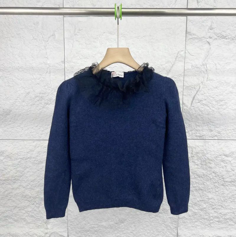 Valentino Valentino Dark Blue Cotton Knit Sweater 0089 Size M / US 6-8 / IT 42-44 - 1 Thumbnail