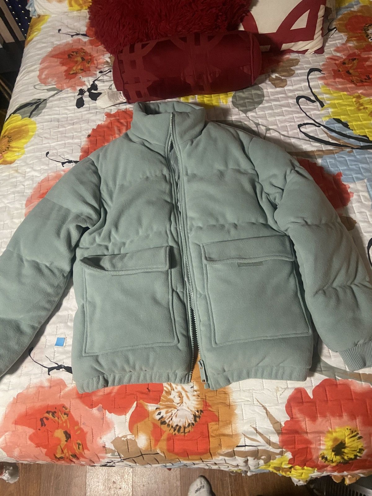 Boohoo Boohoo FLEECE NECK PUFFER JACKET Sage Size L Size US L / EU 52-54 / 3 - 2 Thumbnail