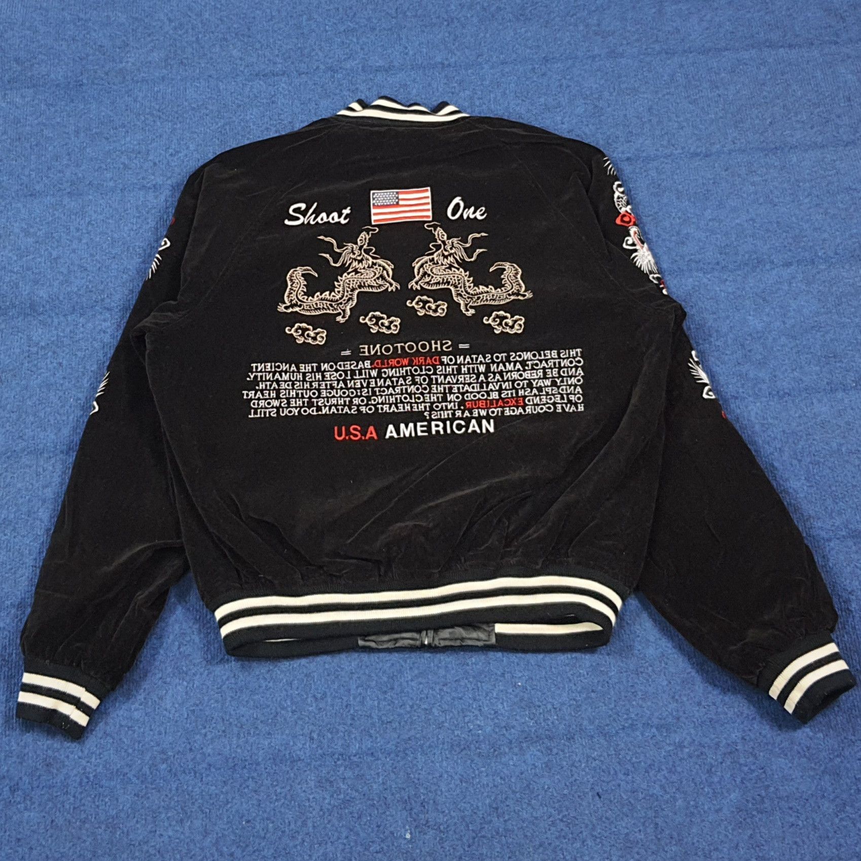 Japanese Brand Reversible Sukajan Bomber American Spirit Shoot One C291N24 Size US M / EU 48-50 / 2 - 8 Thumbnail