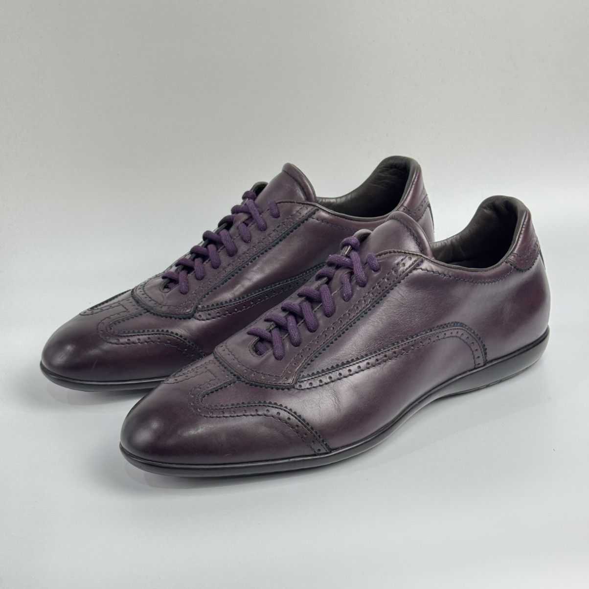 Santoni Santoni Caoutchouc Italy - Purple Low-top Leather Sneakers🔥 Size US 9 / EU 42 - 2 Thumbnail