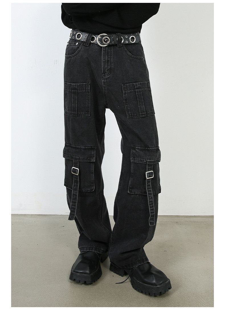 Japanese Brand × Jean Men's multi-pocket washed vintage wide-leg cargo jeans Size US 32 / EU 48 - 3 Thumbnail